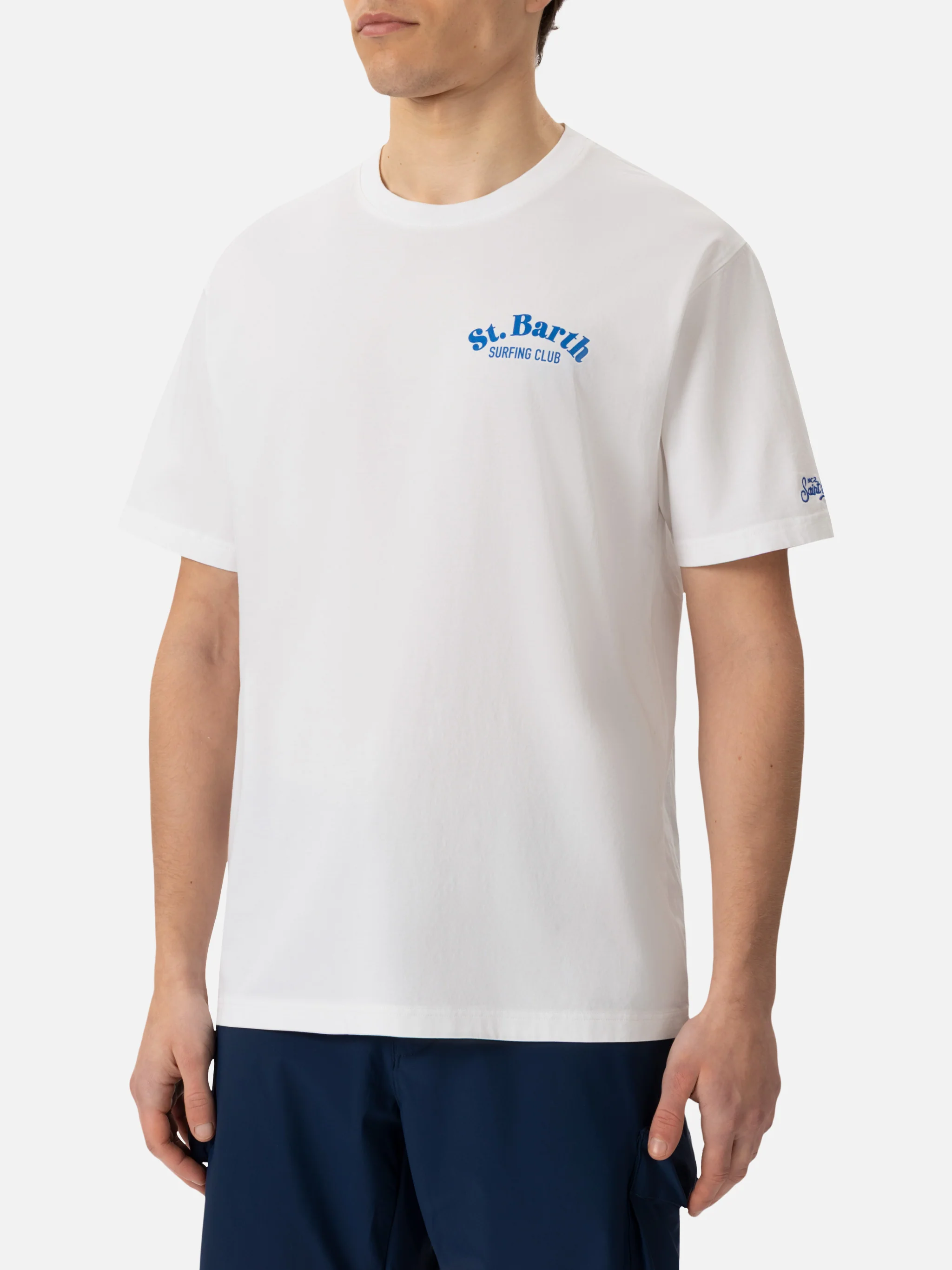 Off-white cotton T-shirt with St. Barth hunting wave print - Image 4