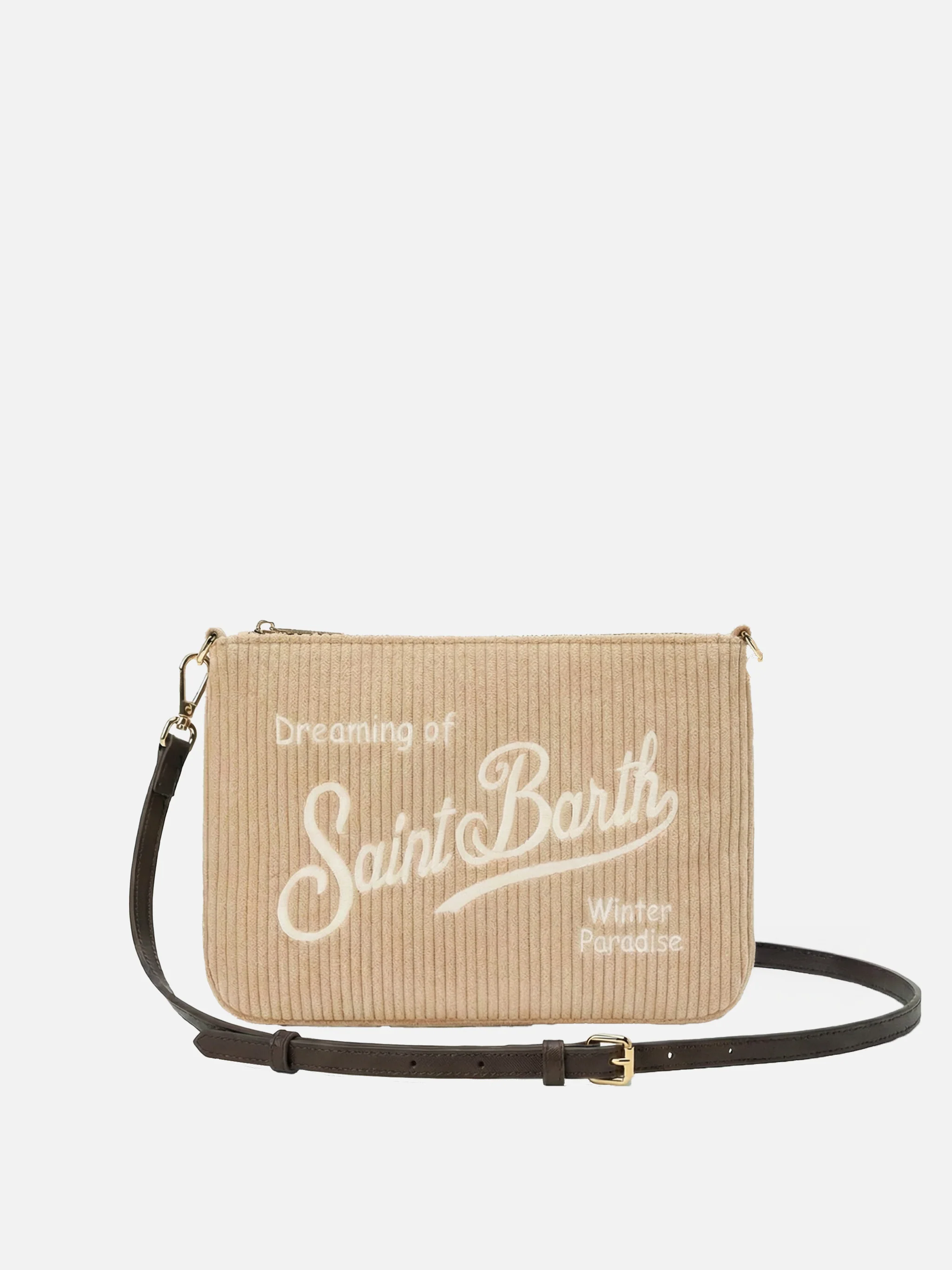 Parisienne Corduroy Crossbody Bag in beige corduroy