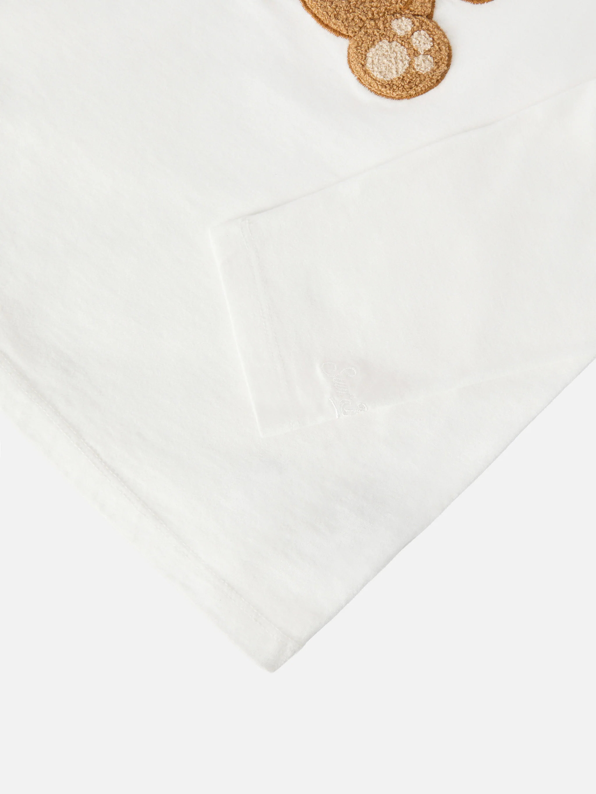 Penny long-sleeve cotton T-shirt in white with Trudi bear terry appliqué | TRUDI SPECIAL EDITION - Image 4