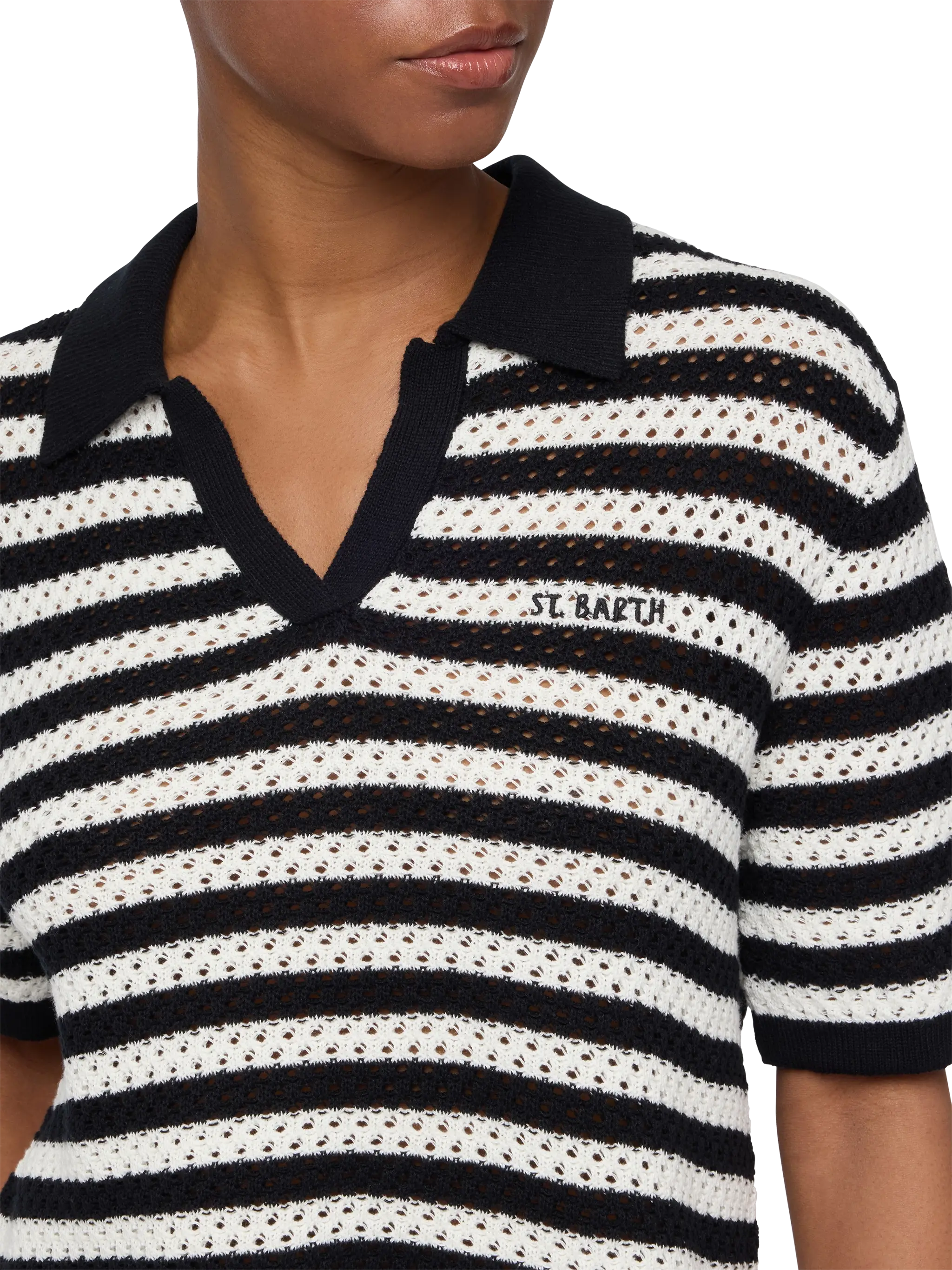 Pixie black striped knit polo - Image 3