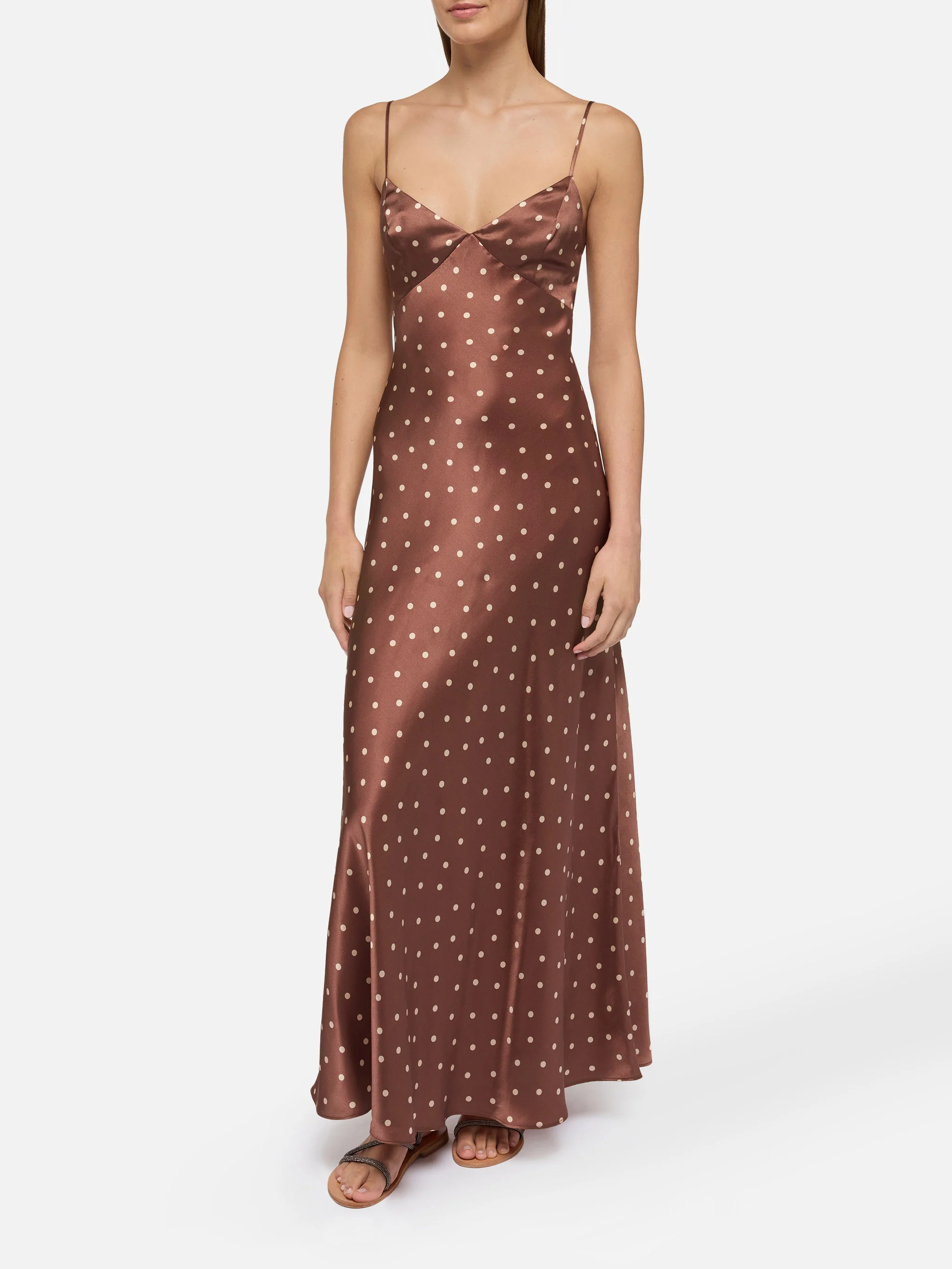 Ravel pure silk slim dress with polka dots print