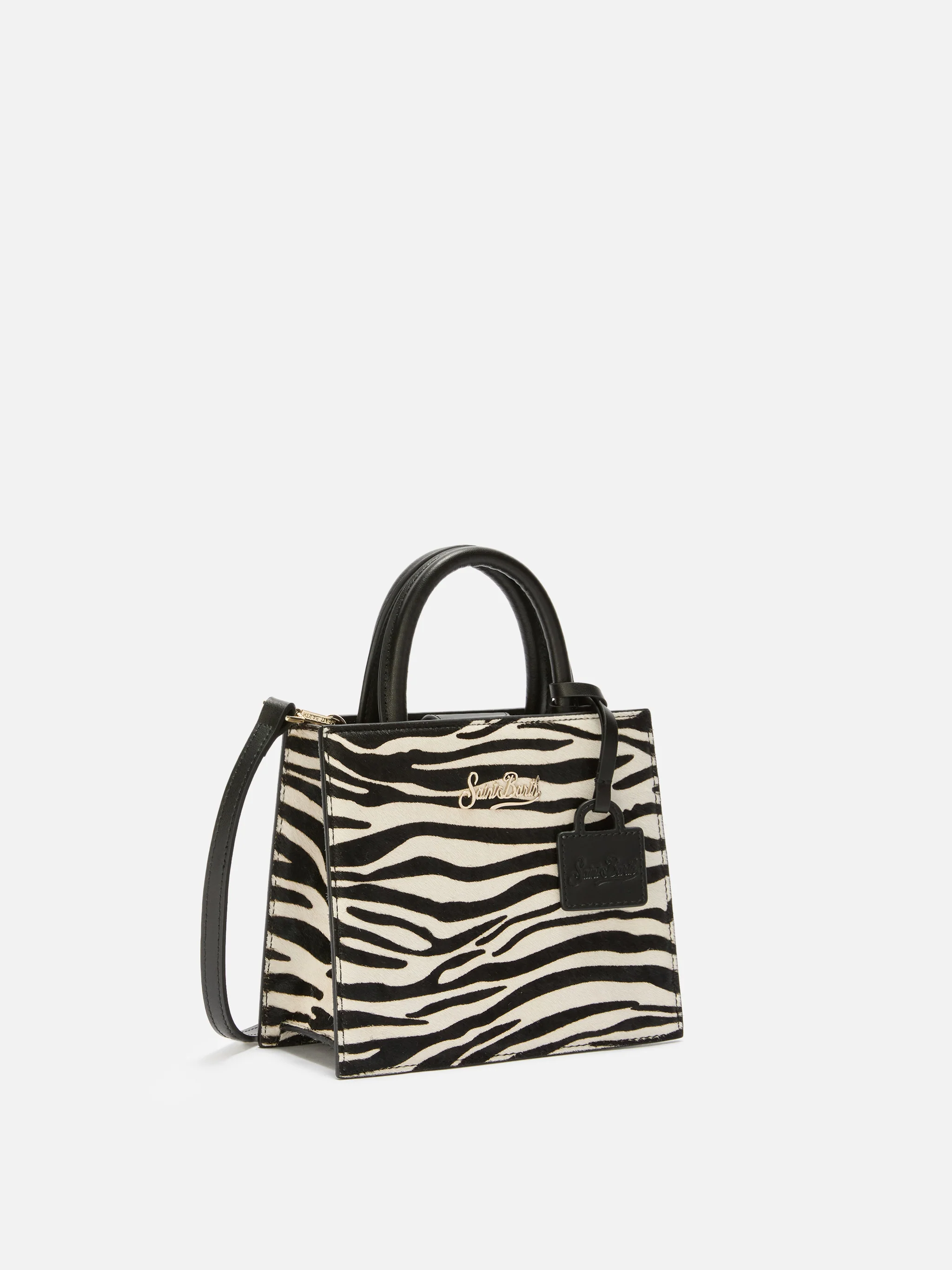 Shop Bag Mini Handbag in zebra-print pony skin leather - Image 3