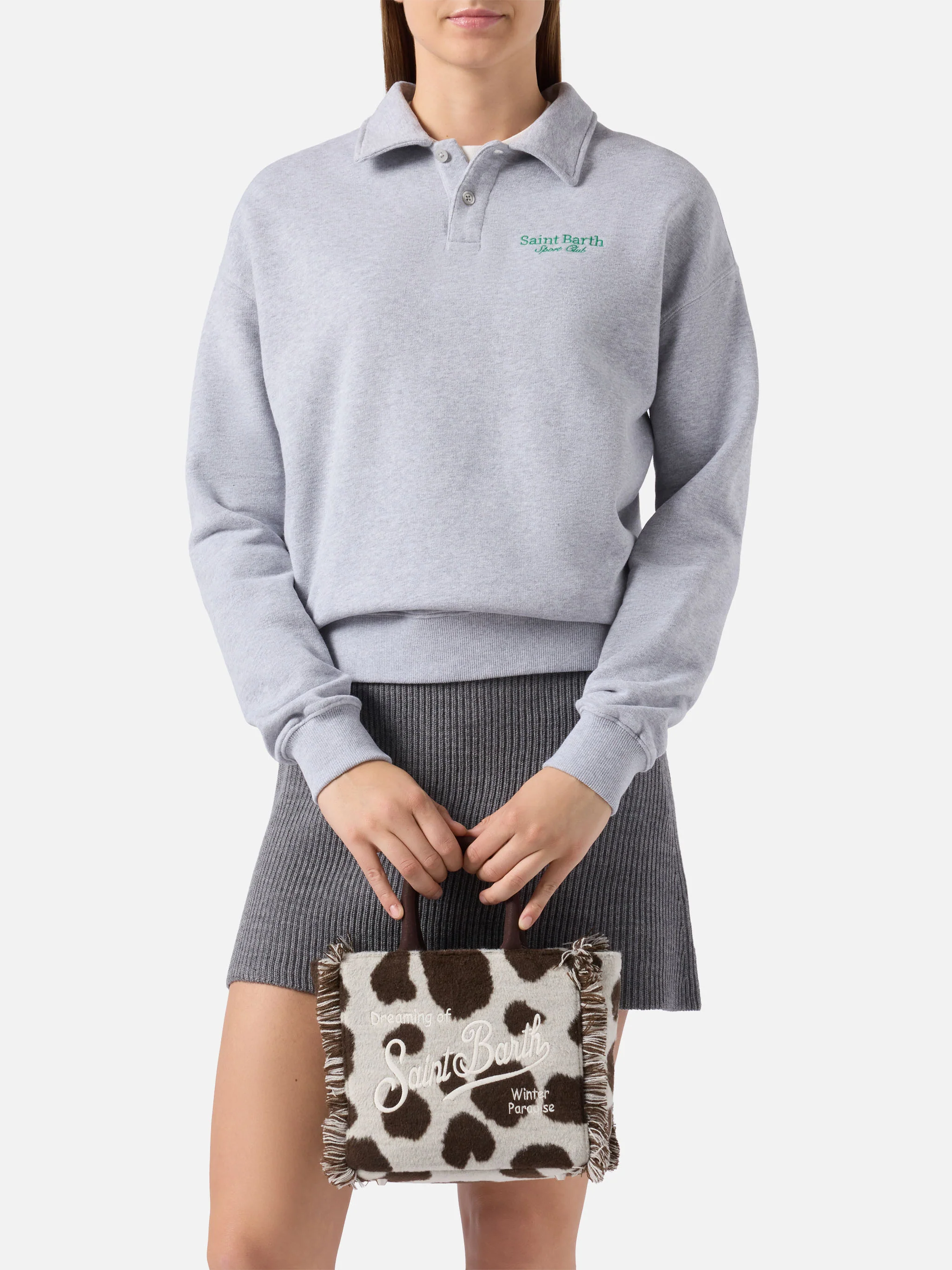 Vanity Mini Felt Handbag in cow-print wool blend - Image 2