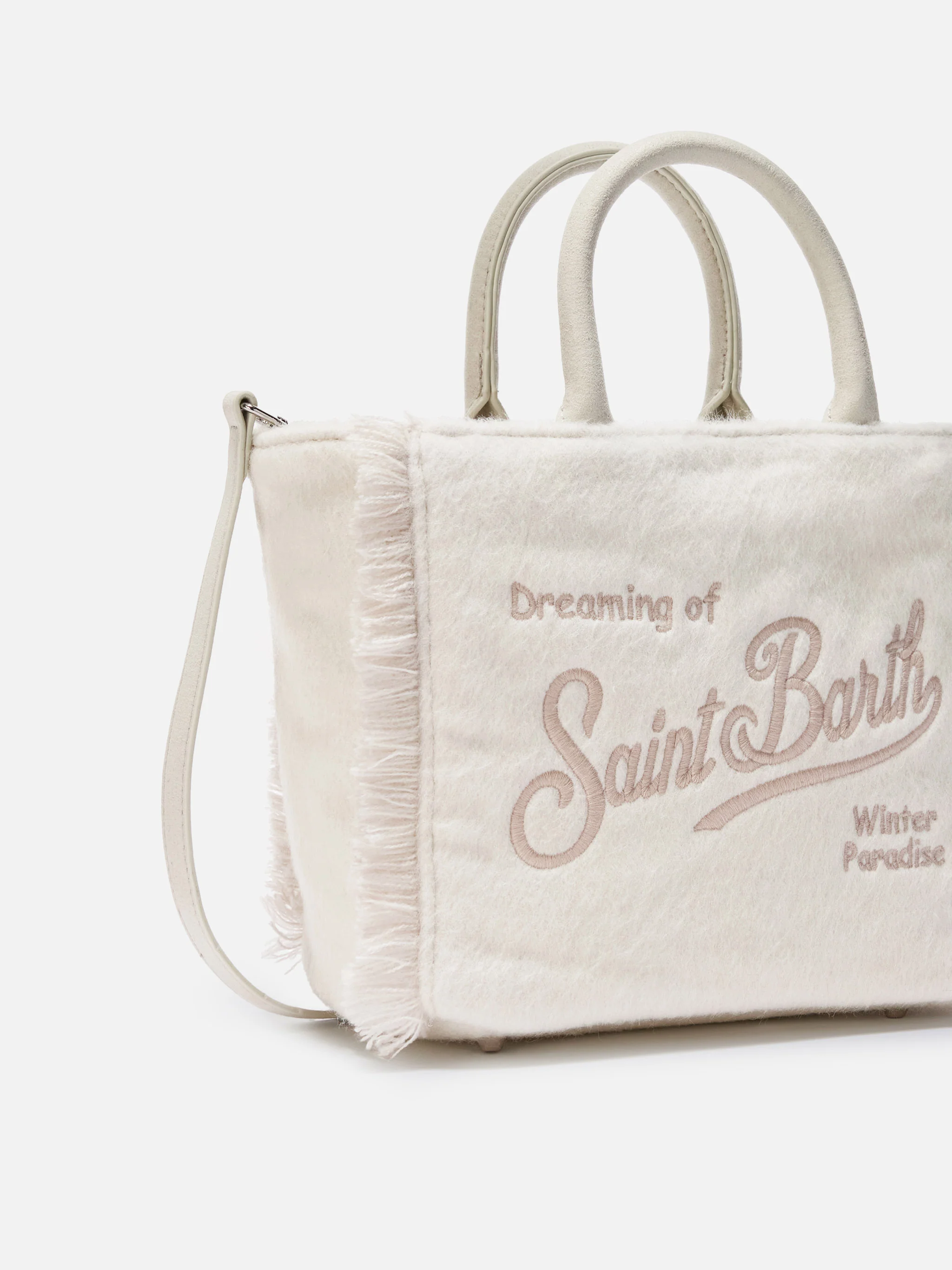 Vanity Mini Felt Handbag in white wool blend - Image 3