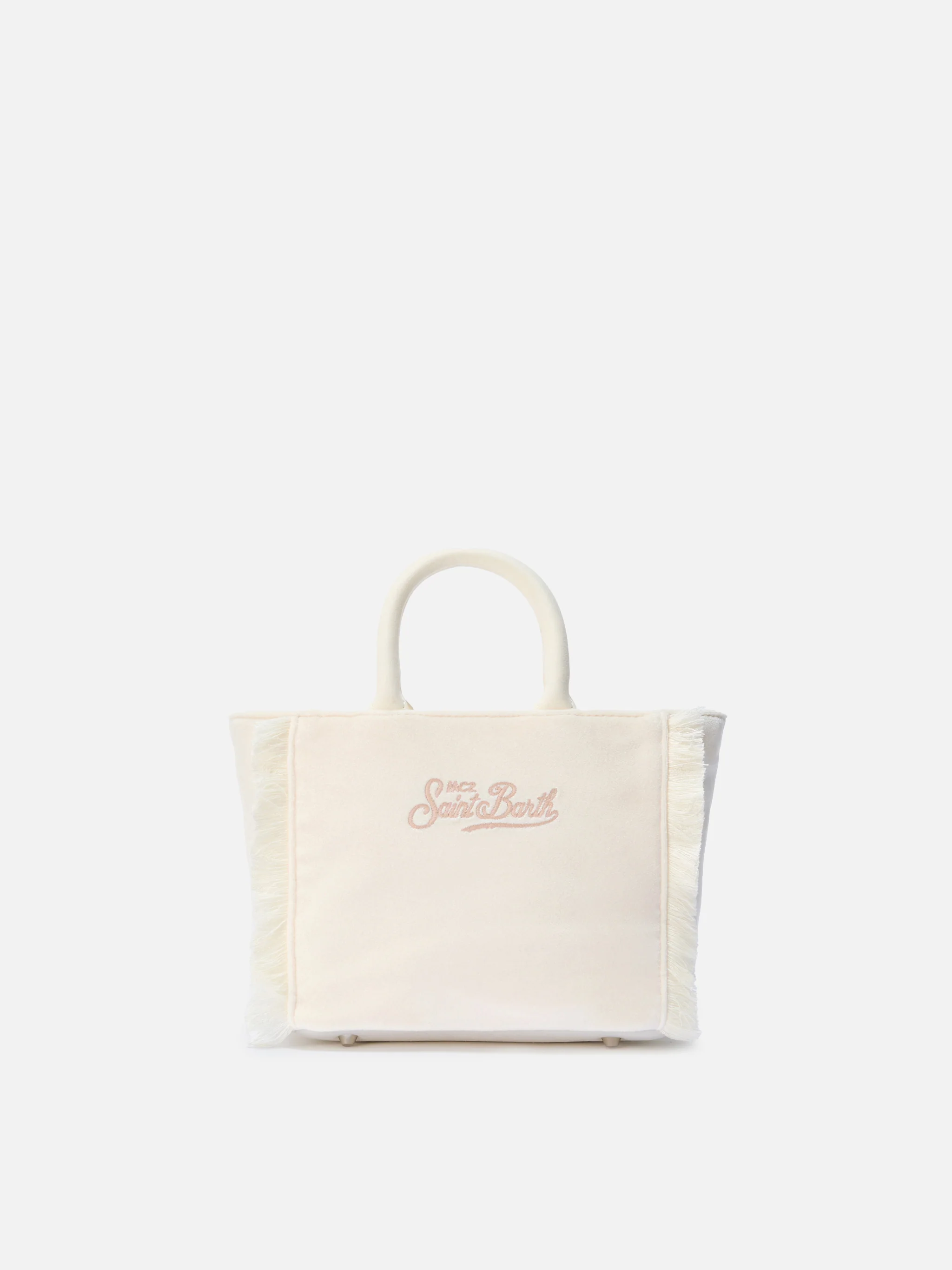 Vanity Mini Velvet Handbag in white velvet and faux suede - Image 3