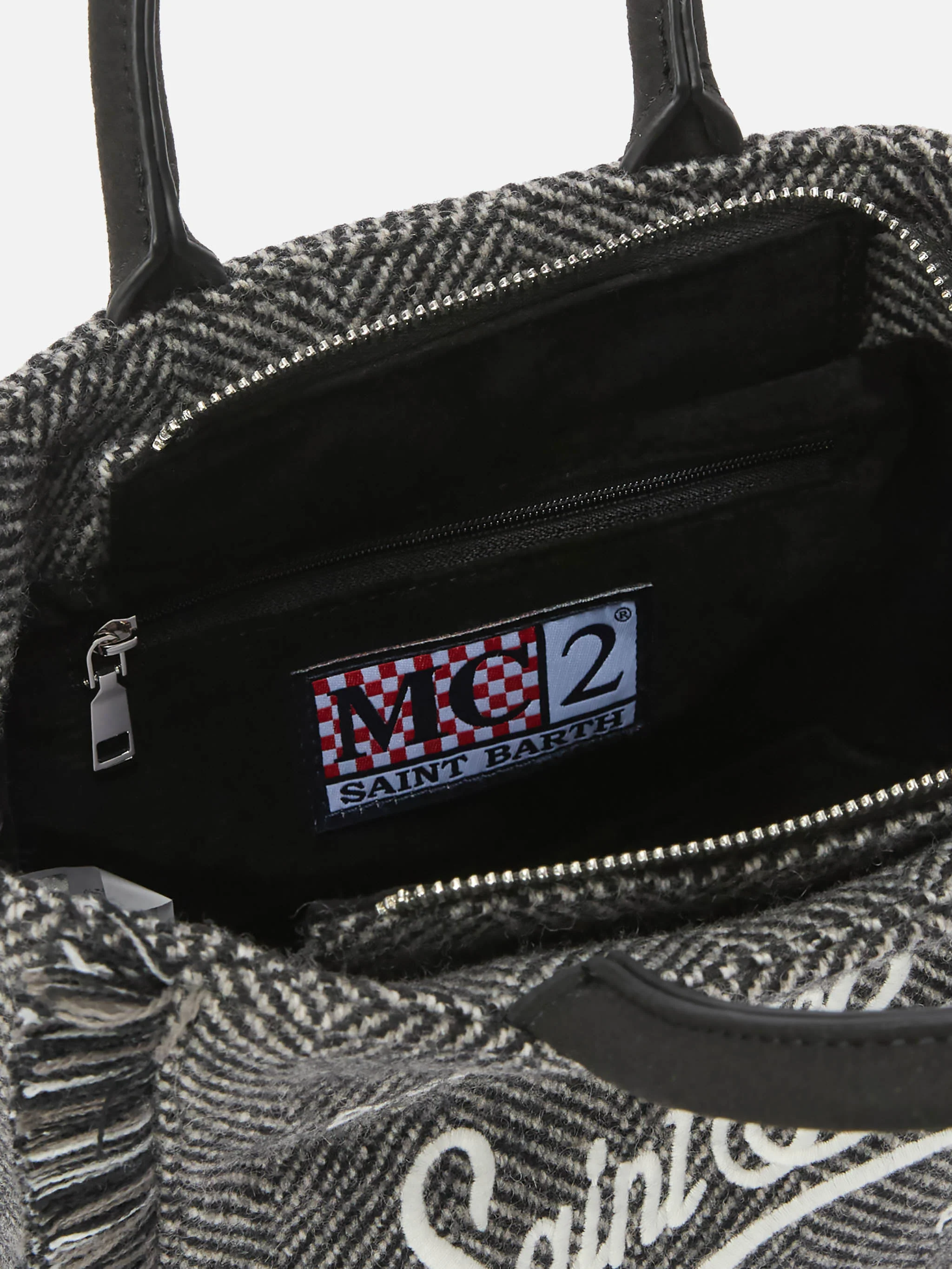 Vanity Mini Wool Handbag in herringbone wool blend - Image 5