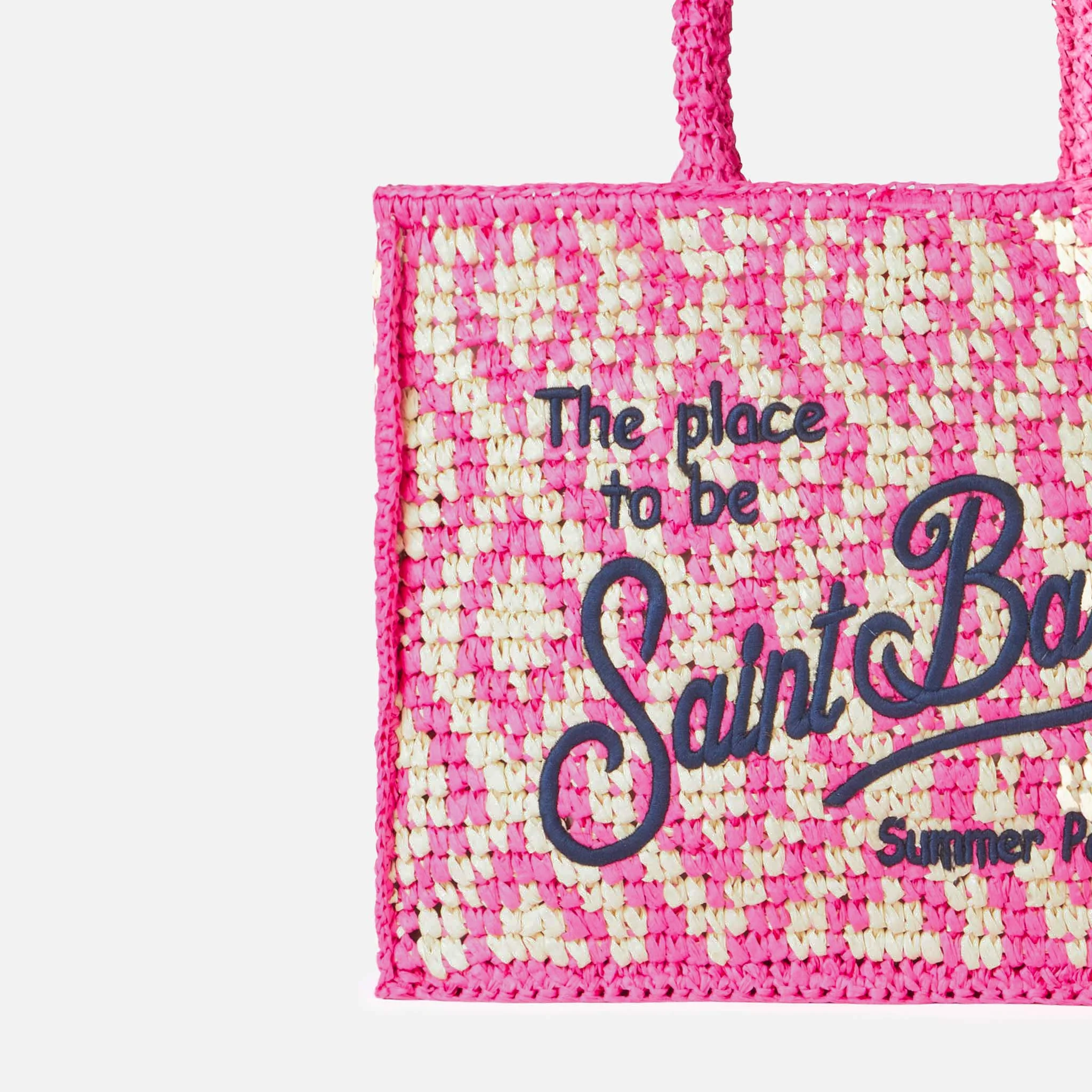 Vanity shoulder raffia bag with Saint Barth embroidery - Image 2