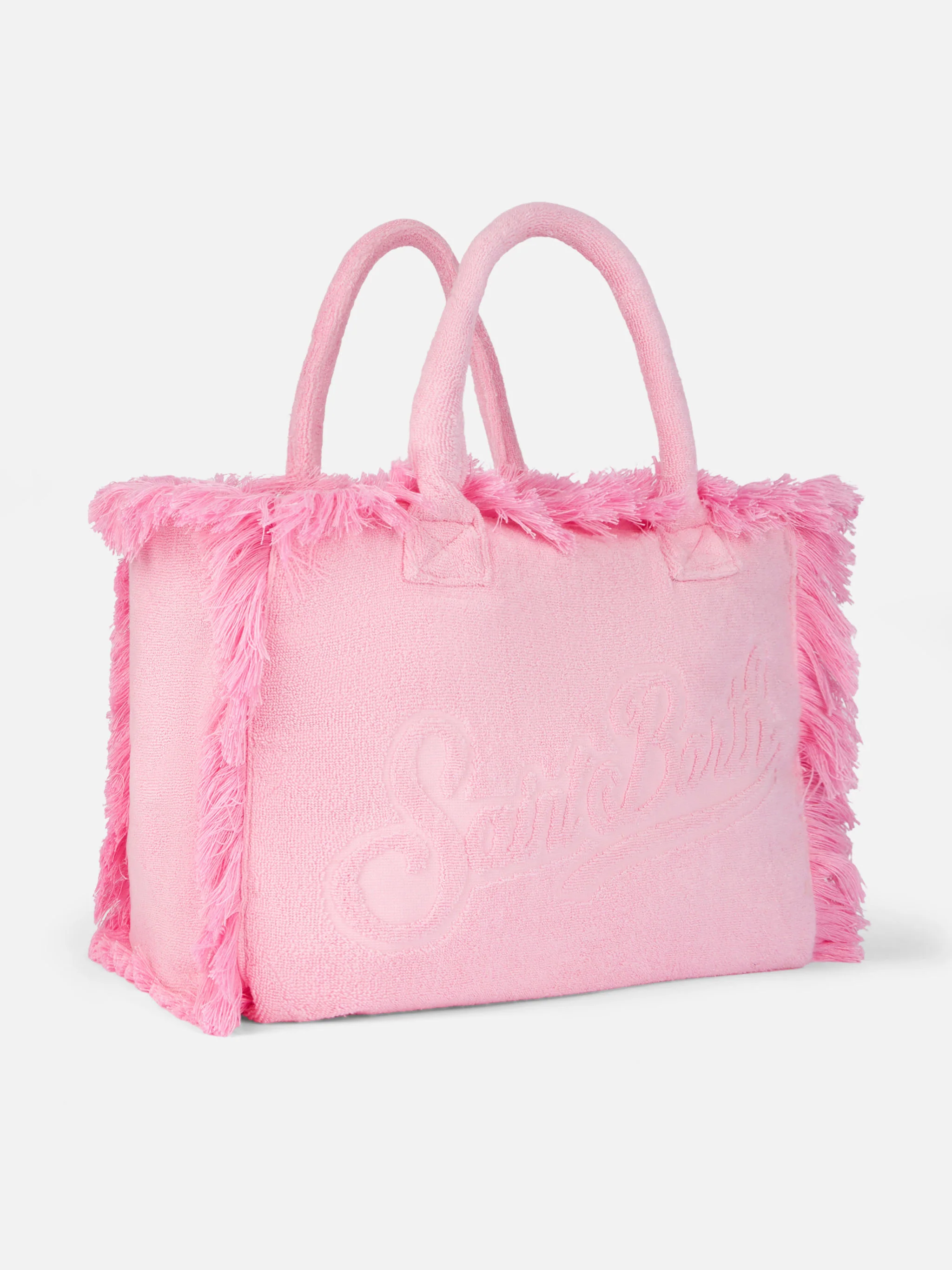 Vanity Terry pink tote bag with embossed logo - Image 3