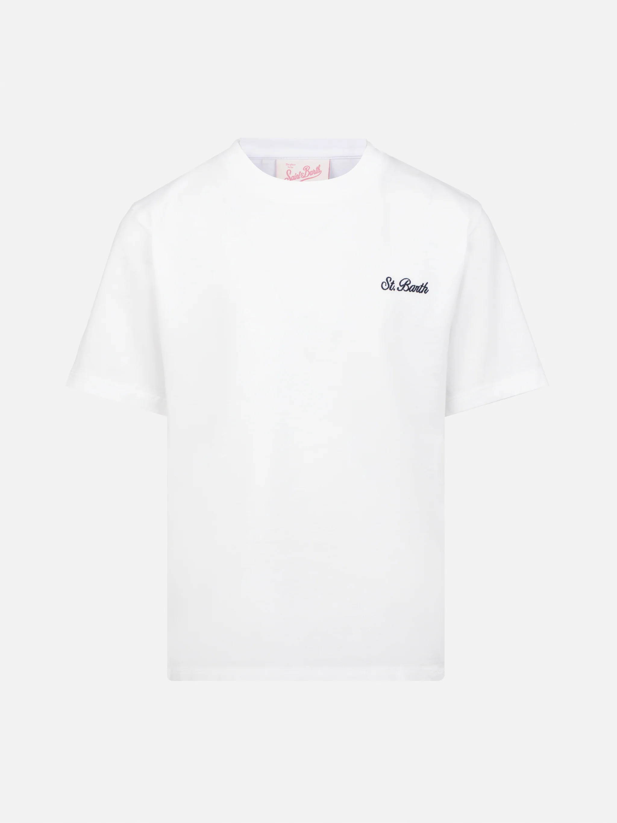 White cotton jersey t-shirt Dover with St. Barth embroidery