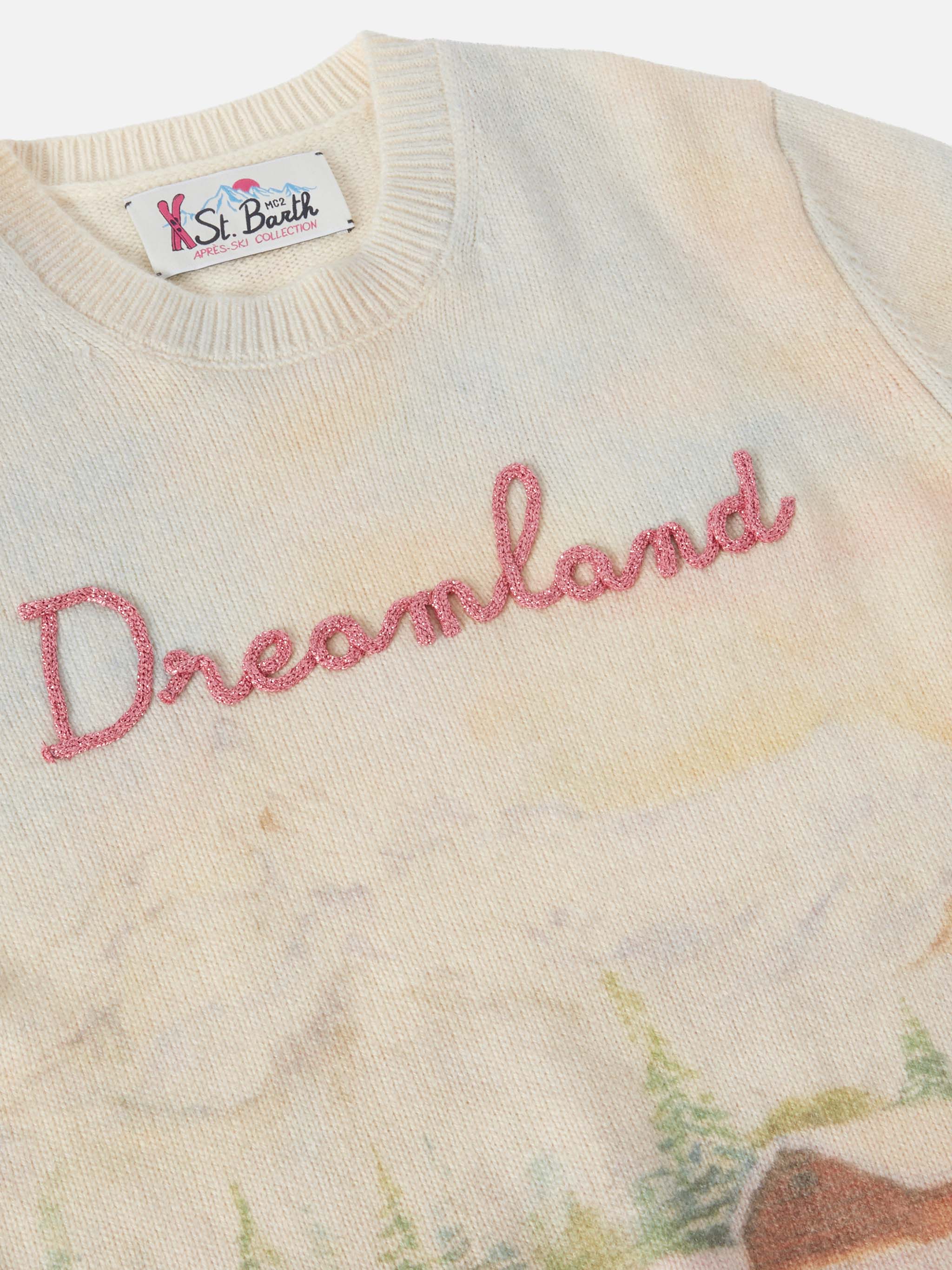 White crewneck Princess with mountain print and dreamland embroidery - Image 2