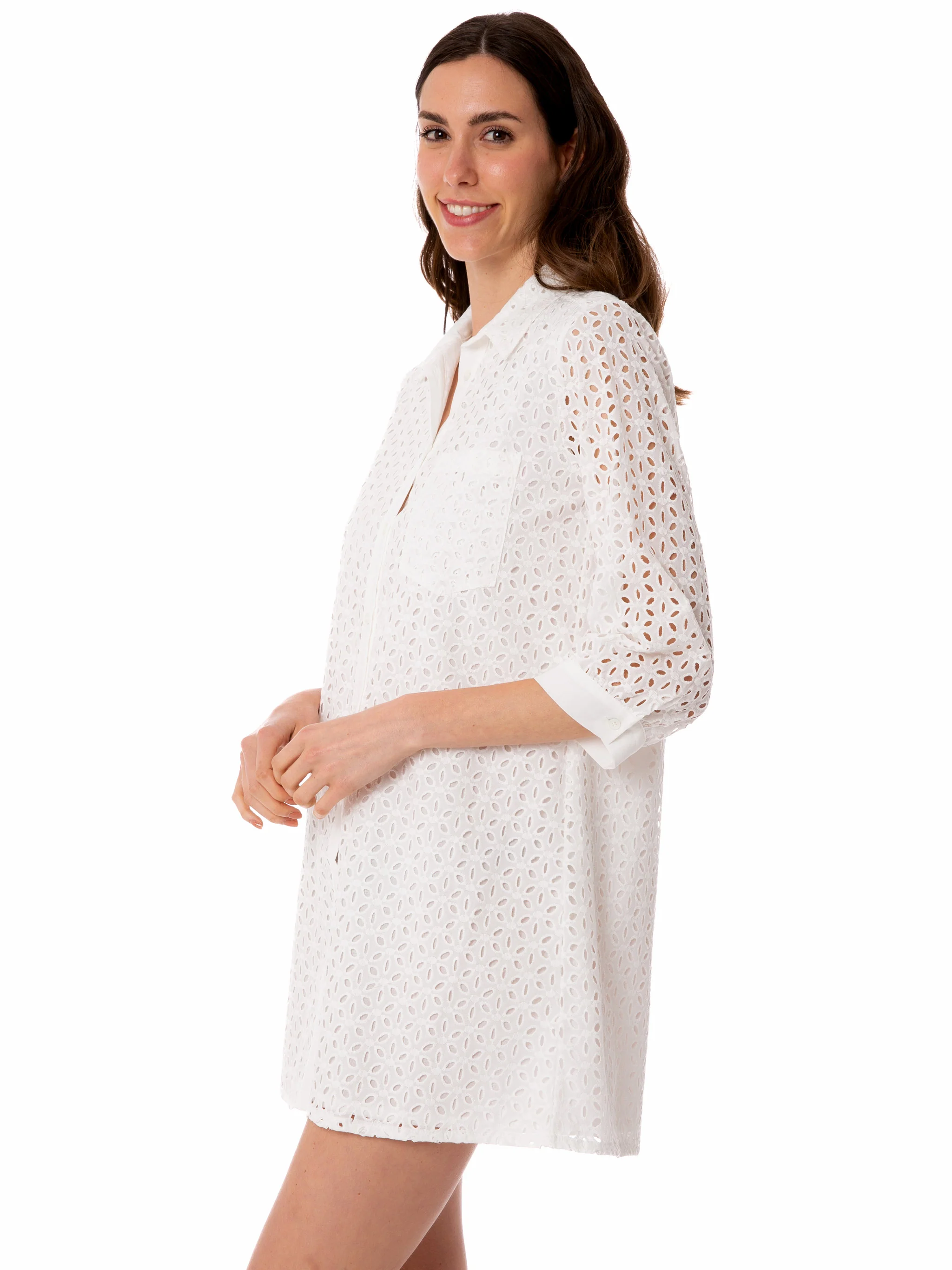 Woman white Sangallo shirt mini dress - Image 3