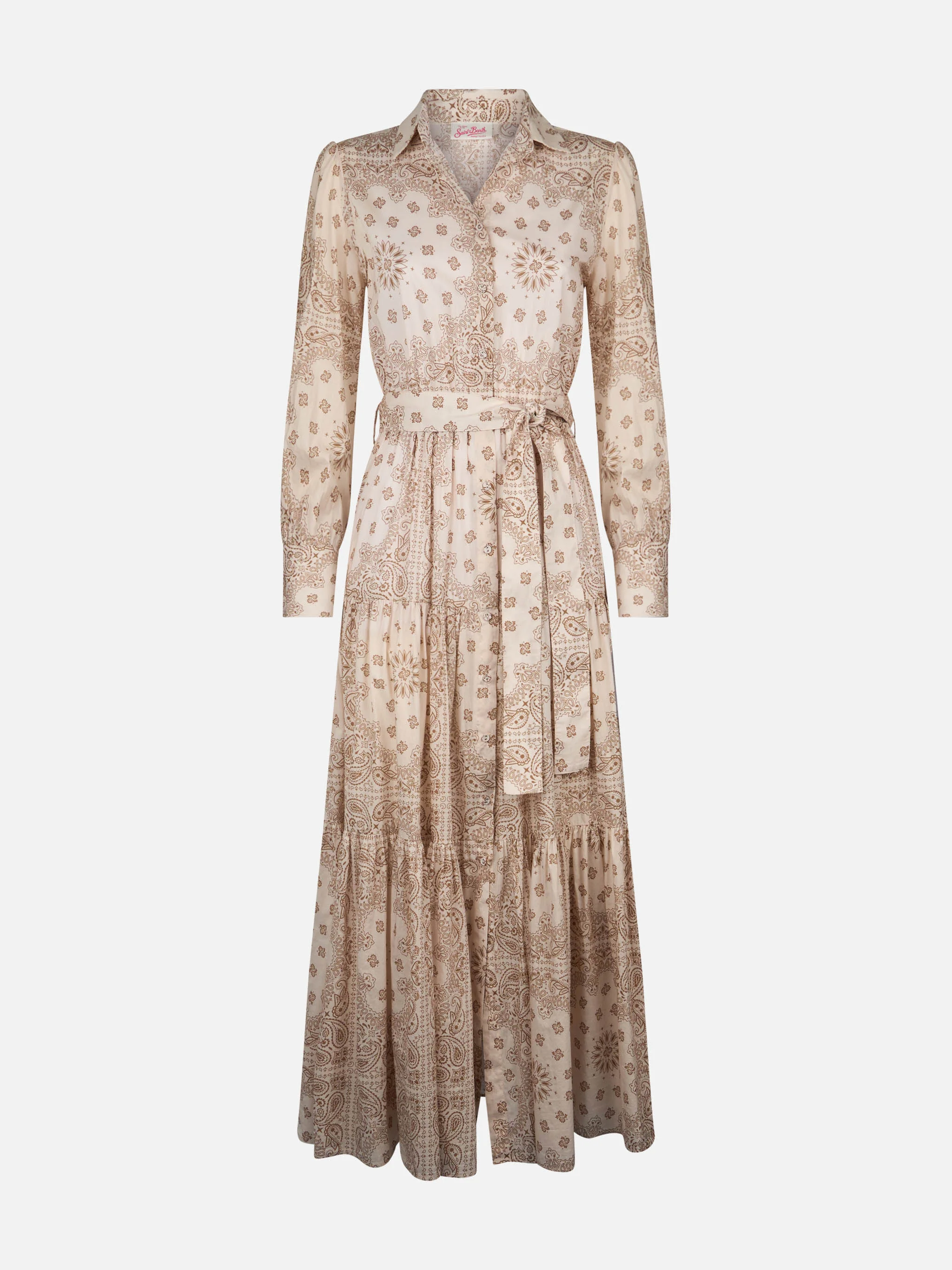 Woman beige bandanna cotton dress Jensen - Image 4