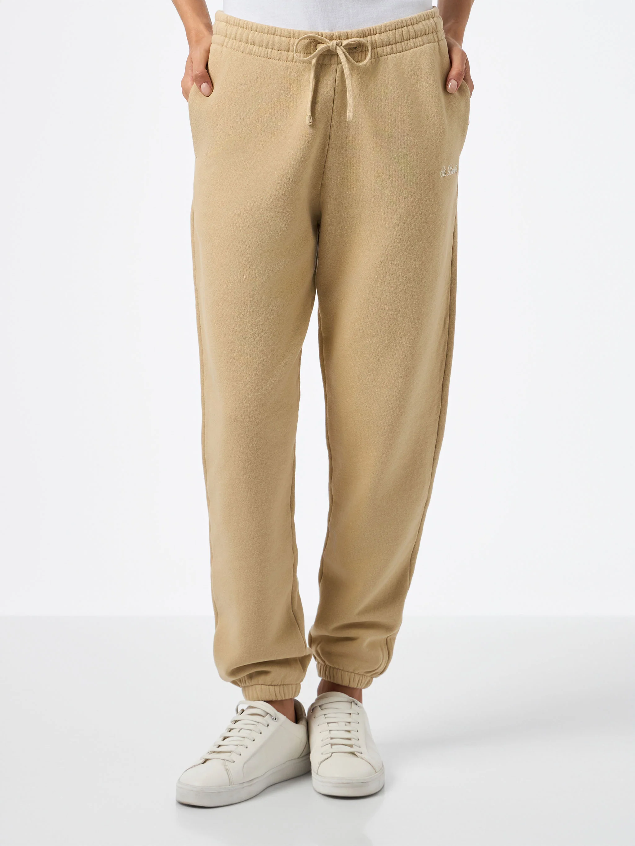 Woman beige cotton fleece jogger pants Odalys - Image 2