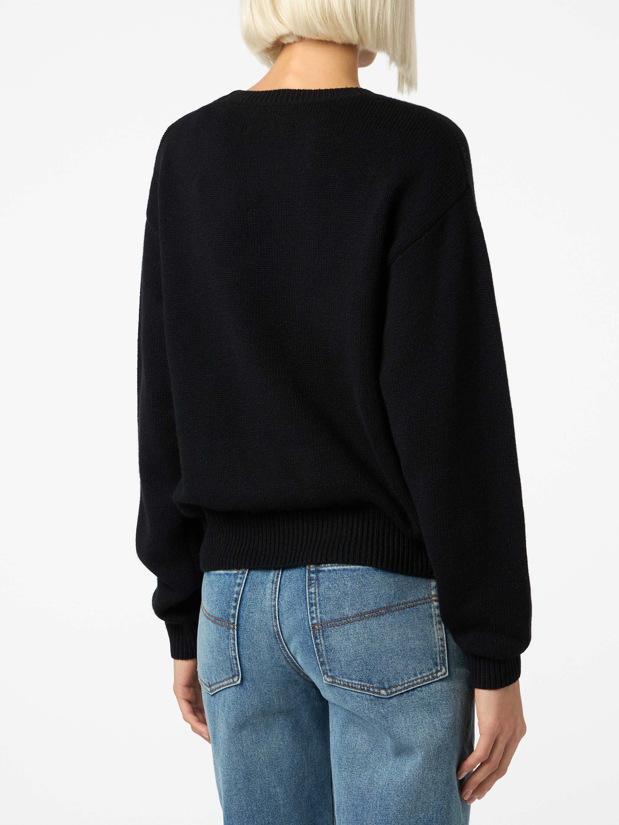 Woman black sweater Louise with St. Moritz rhinestones embellishment | ST. MORITZ TOP OF THE WORLD SPECIAL EDITION - Image 4