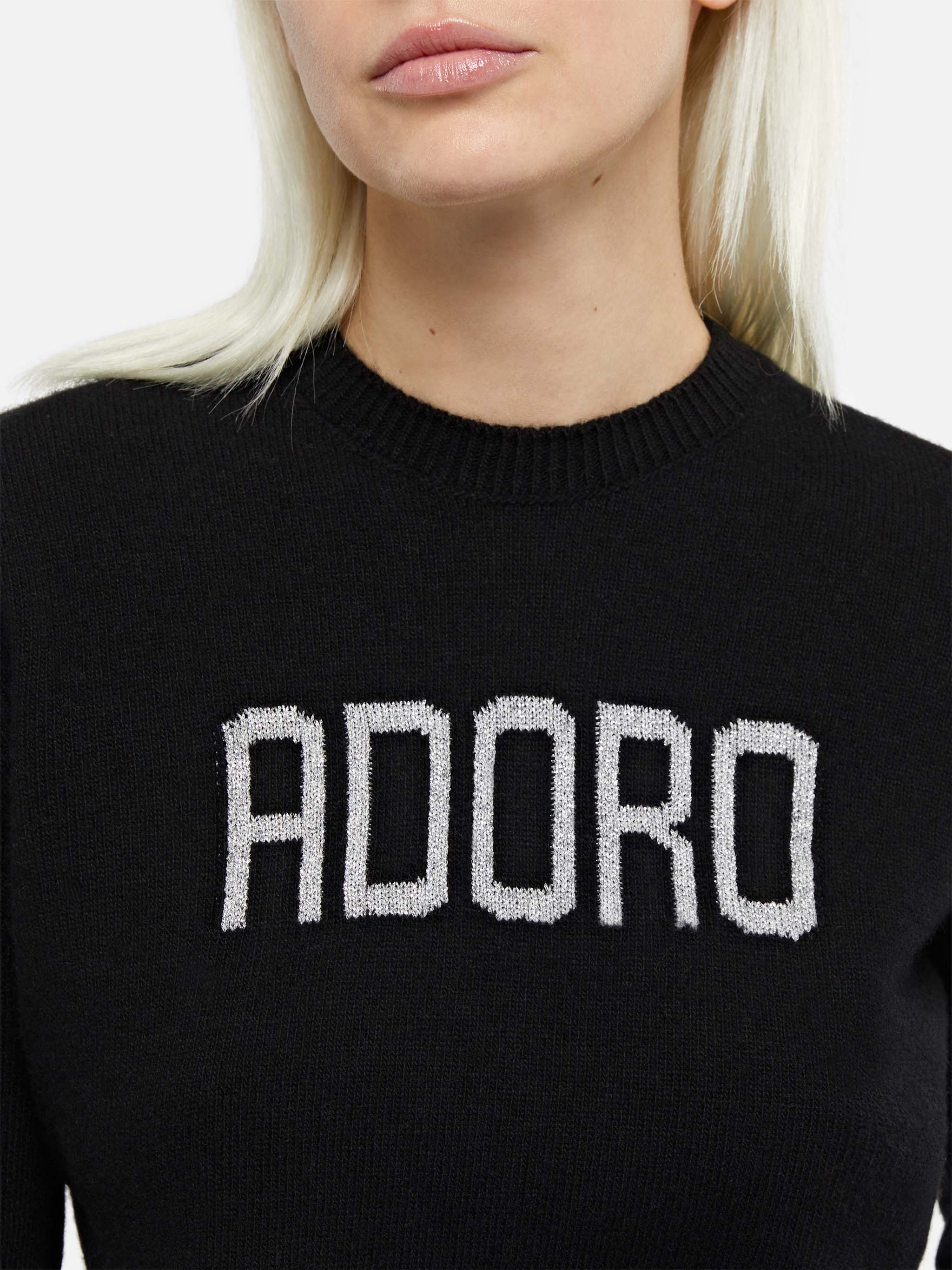 Woman black sweater New Queen with Adoro jacquard - Image 2