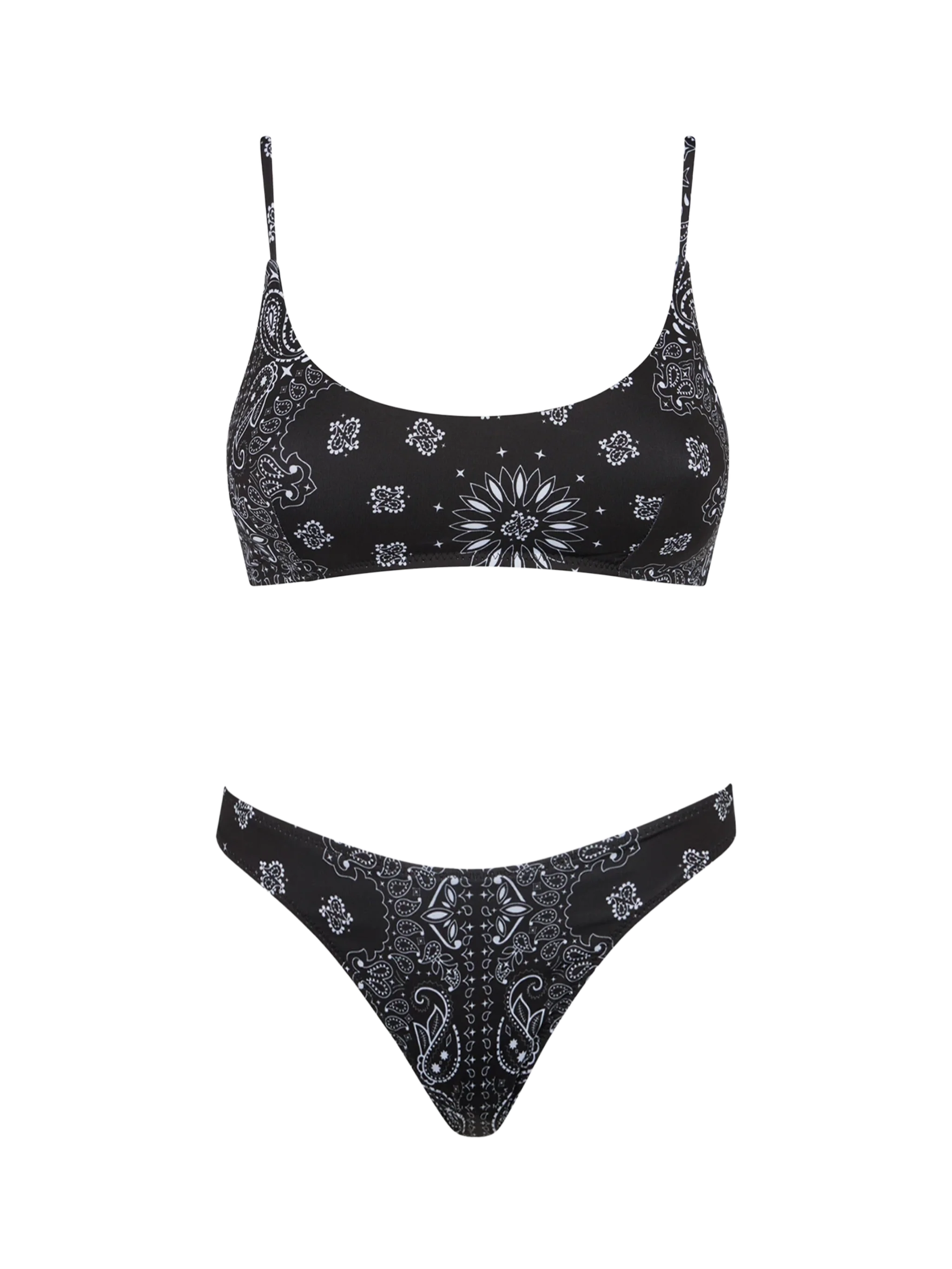 Woman bralette bikini with black bandanna print