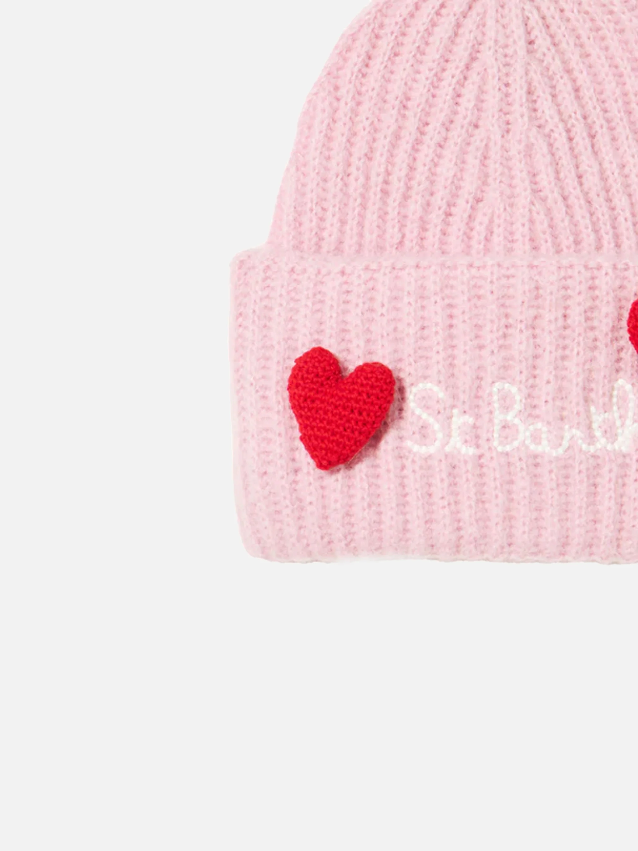 Woman brushed and ultra soft beanie with hearts appliqués - Image 2
