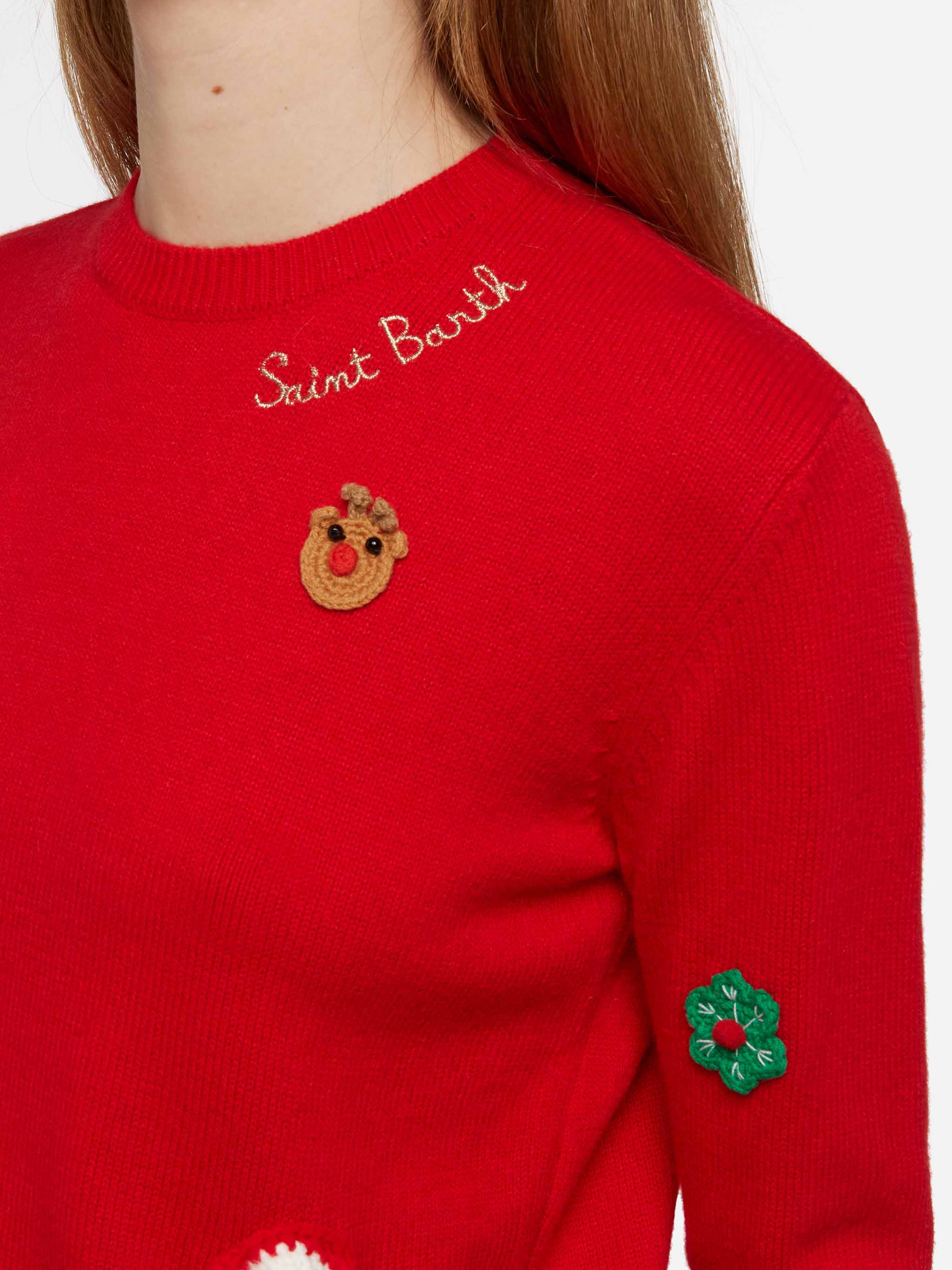 Woman brushed sweater with Christmas patches appliquèe - Image 2