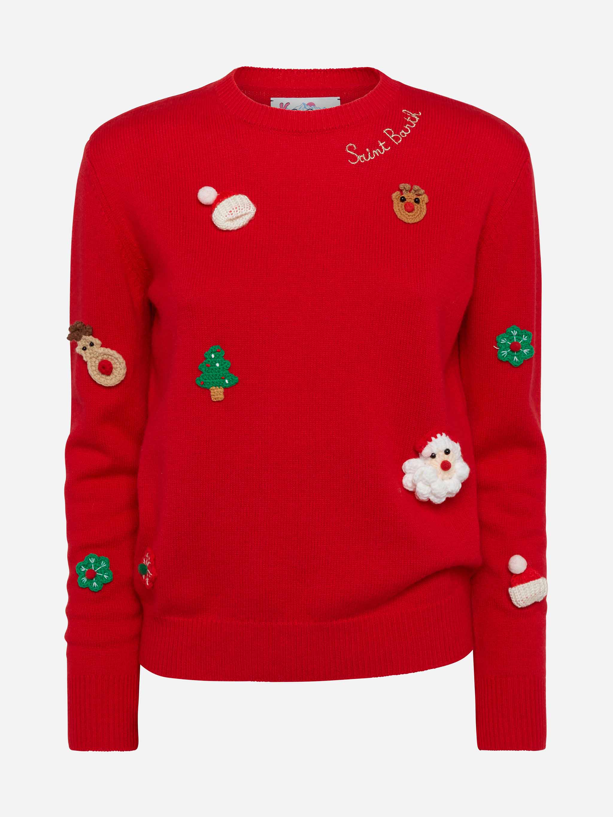 Woman brushed sweater with Christmas patches appliquèe - Image 4