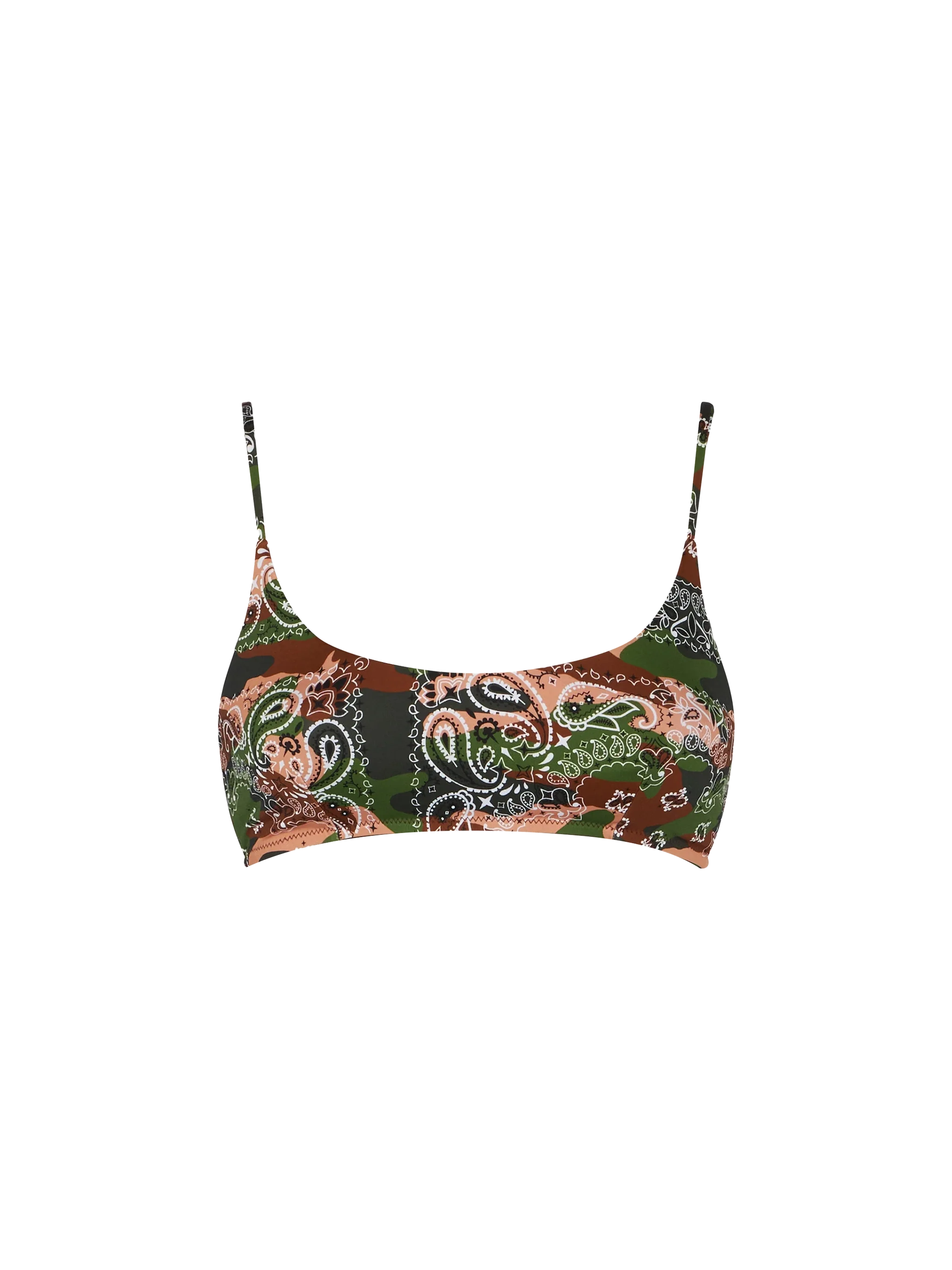 Woman bralette swimsuit with mimetic bandanna print