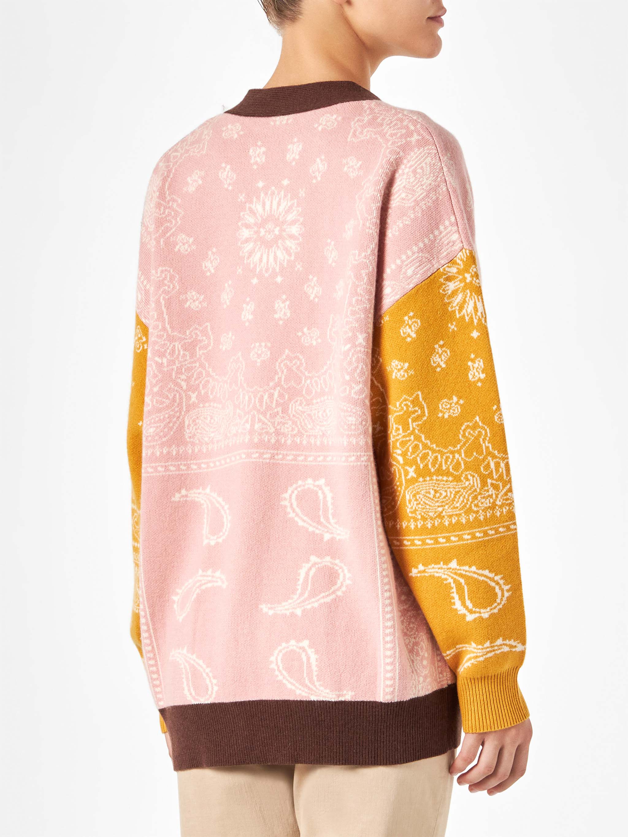 Woman cardigan with bandanna print - Image 3