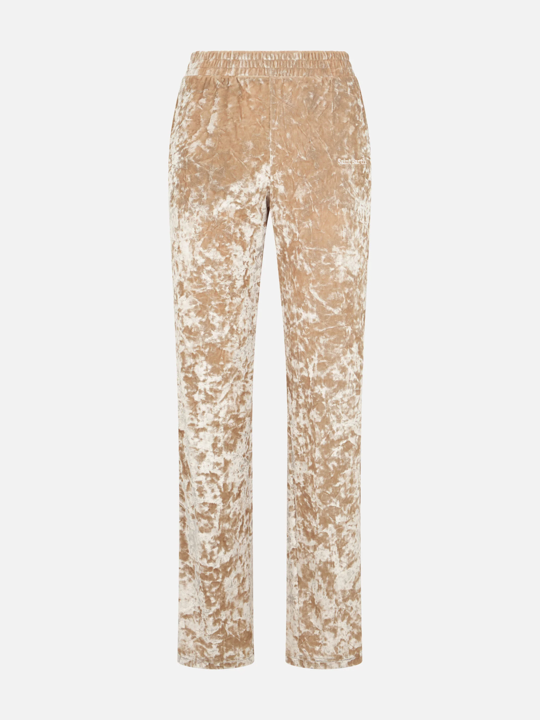 Woman beige chenille jogger pants Yvonne - Image 4