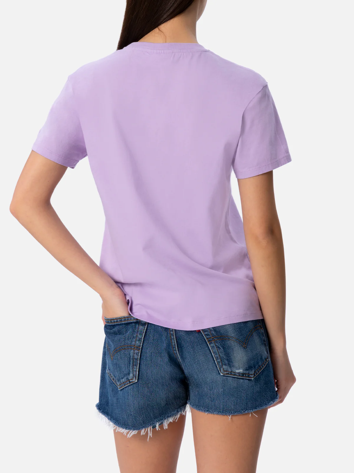 Woman cotton jersey crewneck t-shirt Emilie with Save water drink Spritz embroidery - Image 4