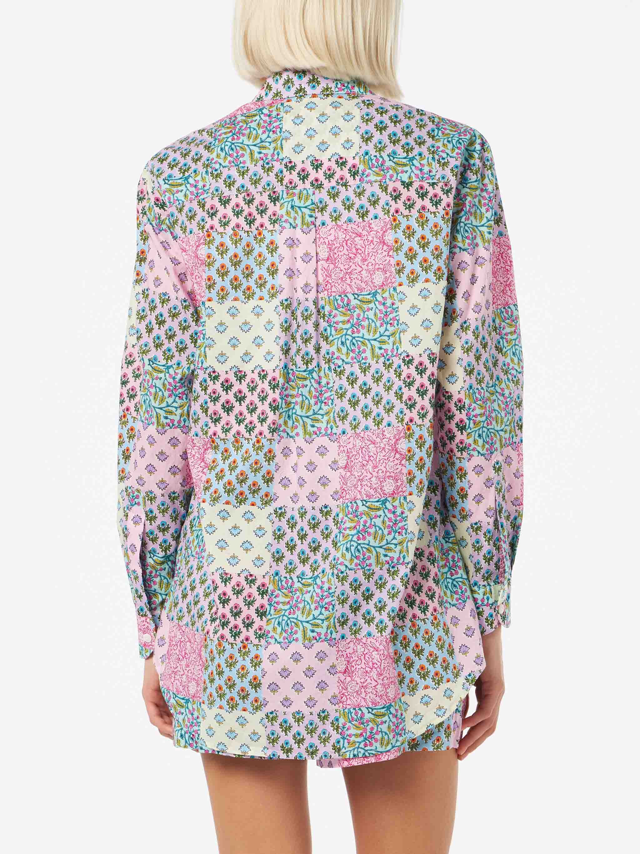 Woman cotton shirt Brigitte with flower print - Image 3