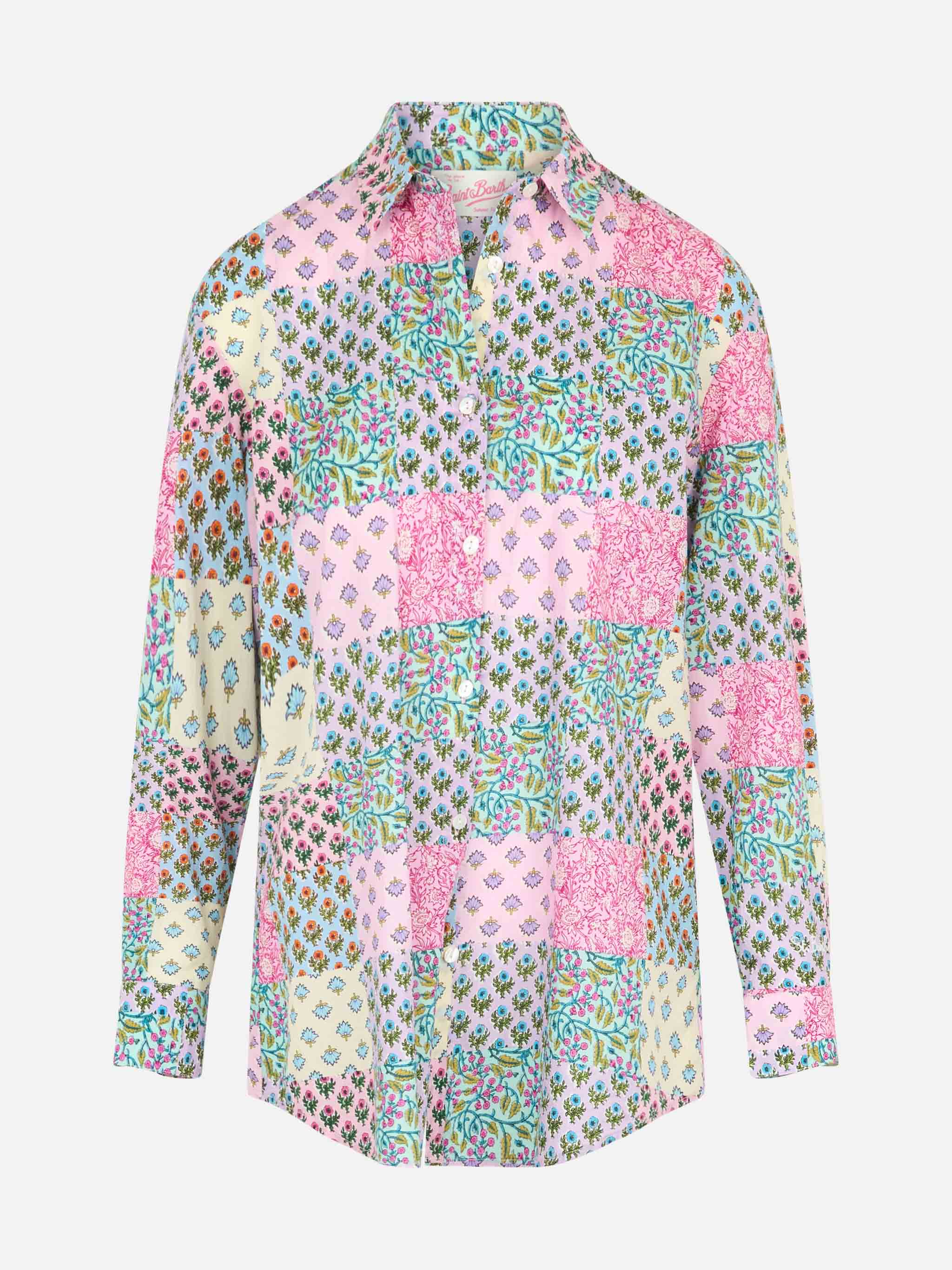 Woman cotton shirt Brigitte with flower print - Image 4