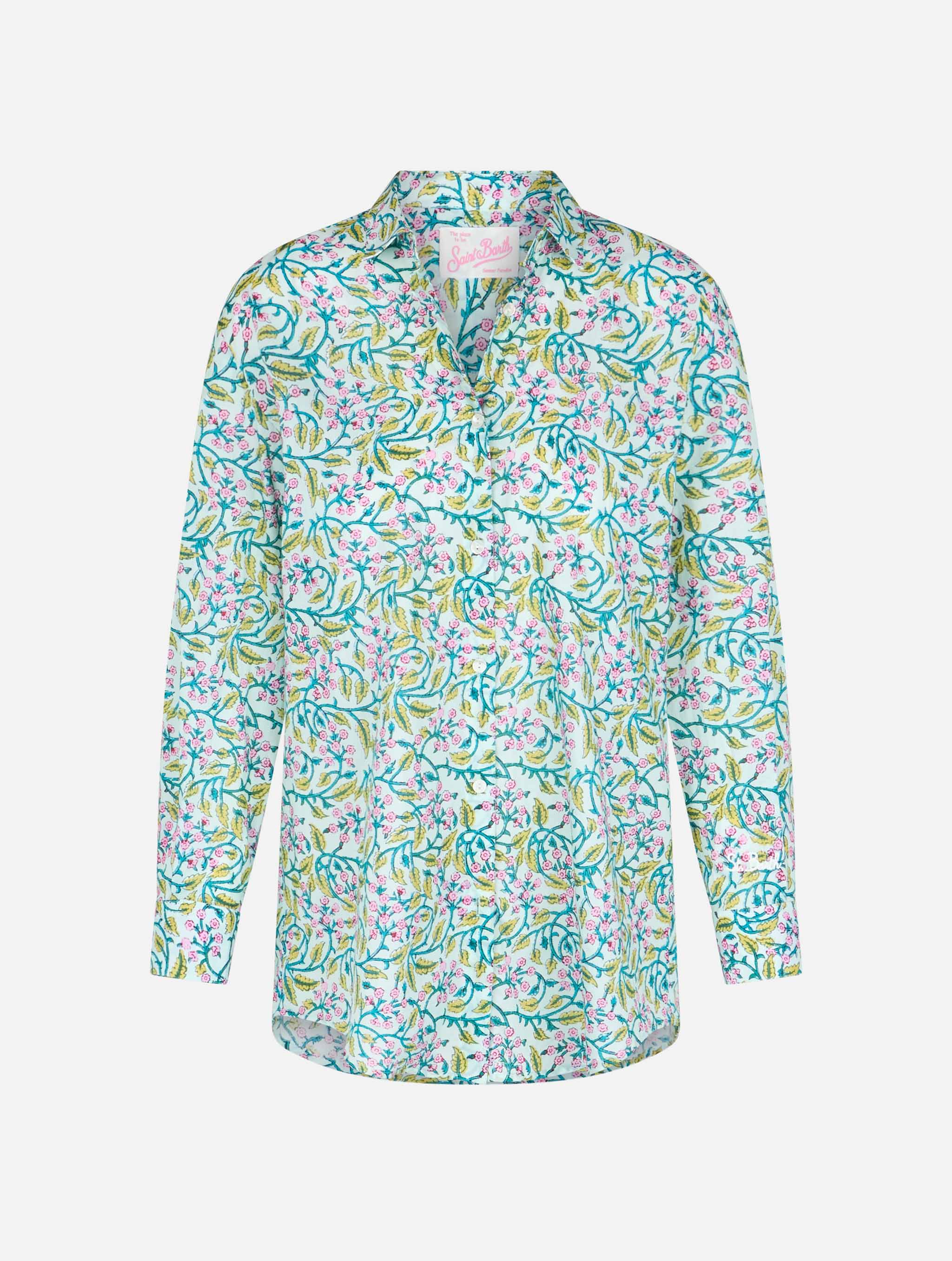 Woman cotton shirt Brigitte with flower print - Image 6