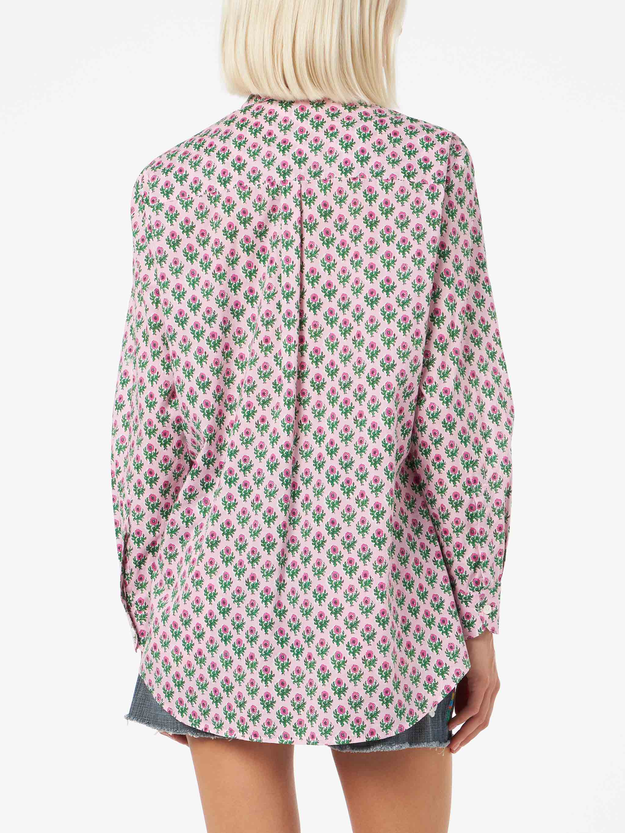 Woman cotton shirt Brigitte with flower print - Image 3
