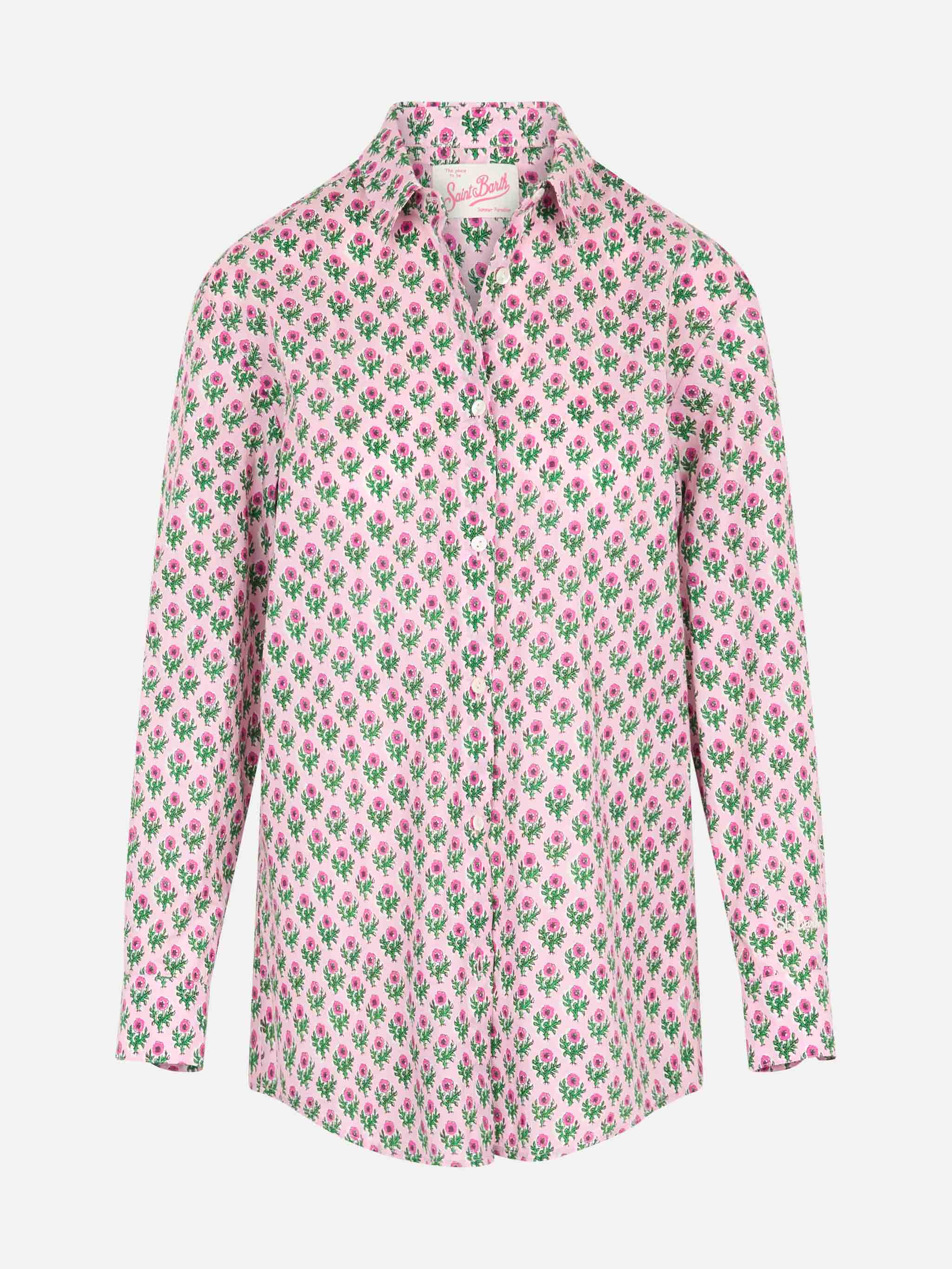 Woman cotton shirt Brigitte with flower print - Image 4