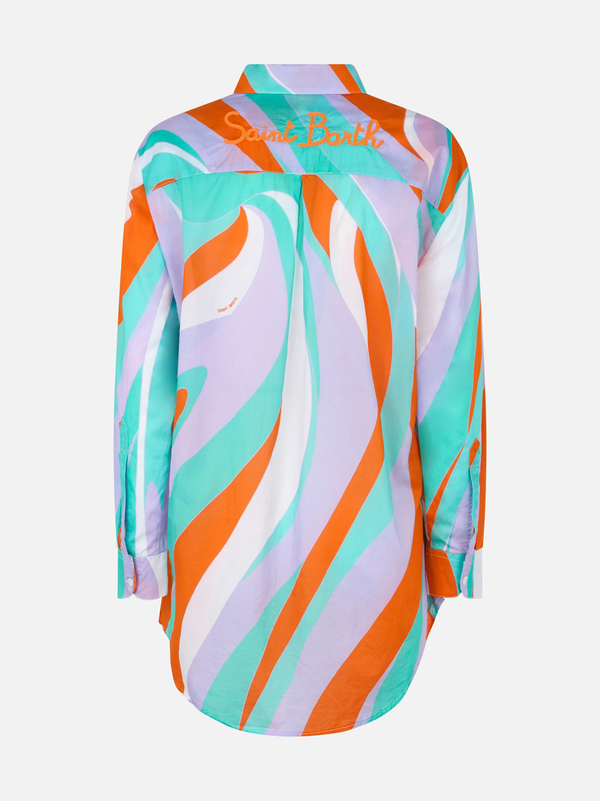 Woman cotton shirt Brigitte with shape wave print - Image 5