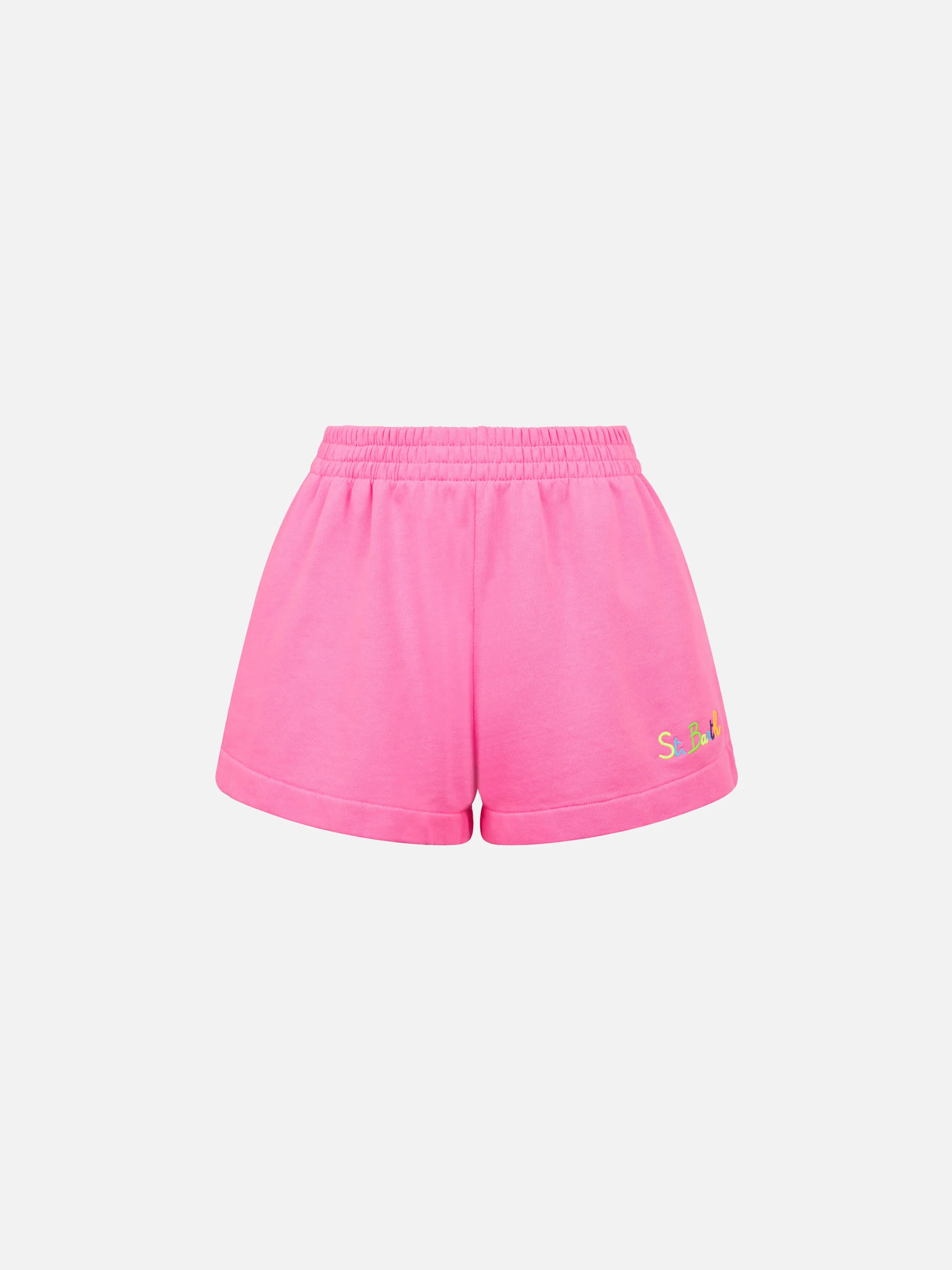 Woman fluo pink cotton short pants