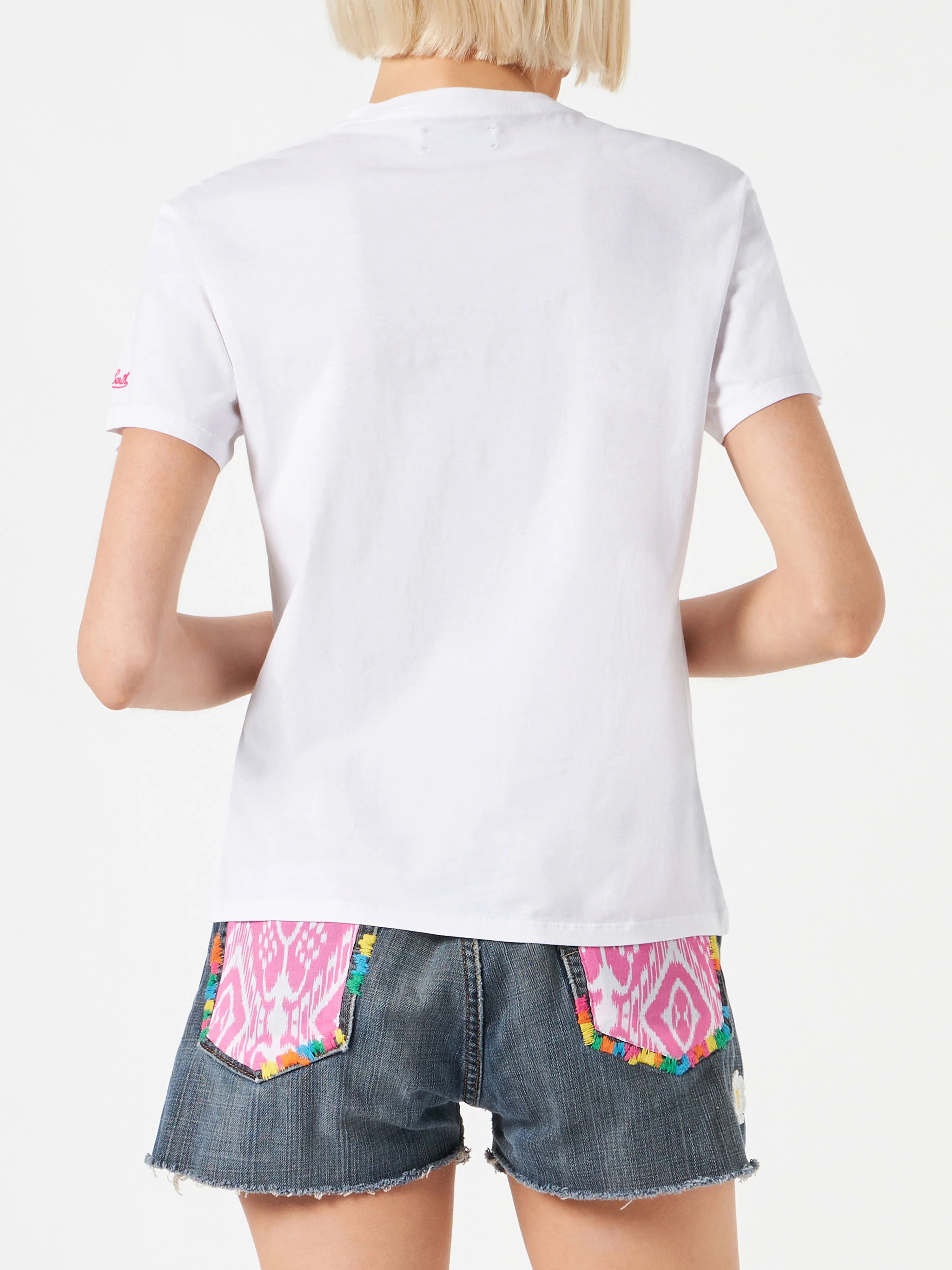 Woman cotton t-shirt with Saint Barth print - Image 3