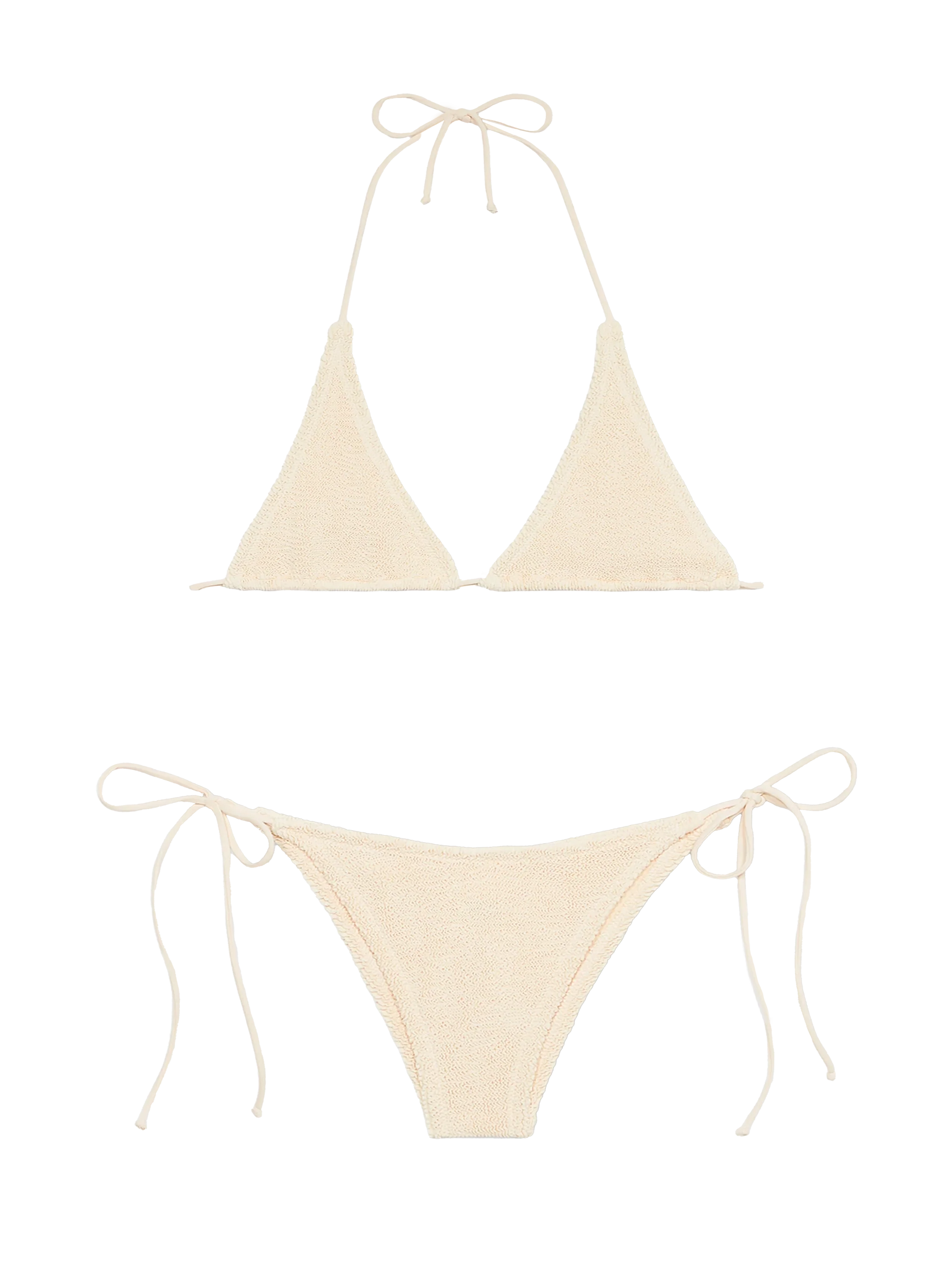 Woman cream crinkle triangle bikini Guiana Marielle