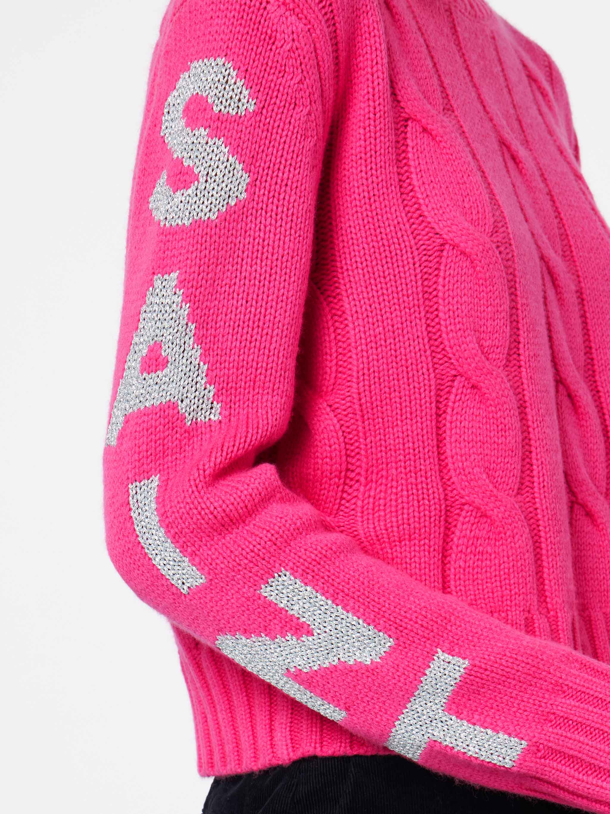 Woman crewneck braided sweater with Saint Barth lurex jacquard - Image 4