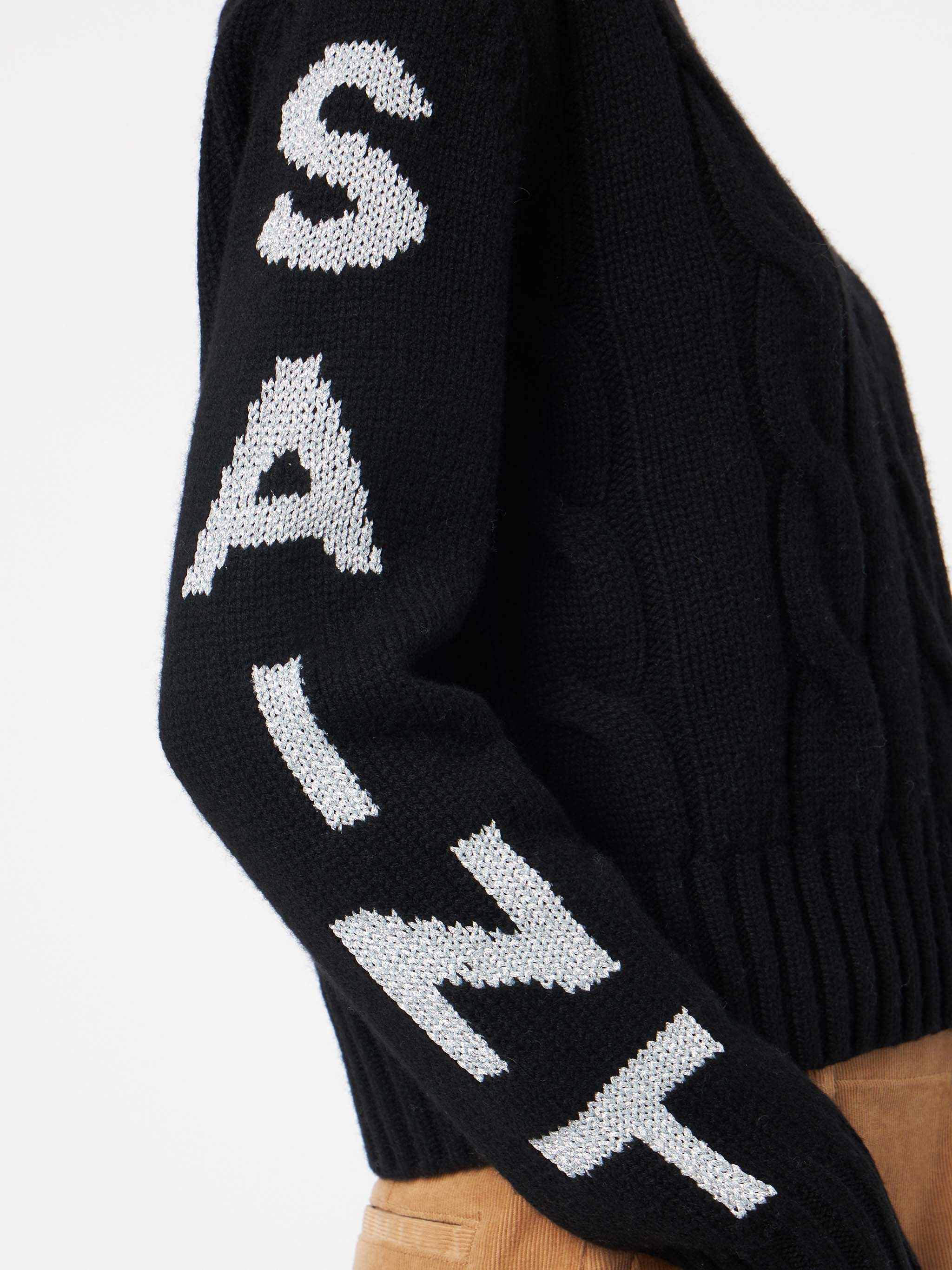 Woman crewneck braided sweater with Saint Barth lurex print - Image 3