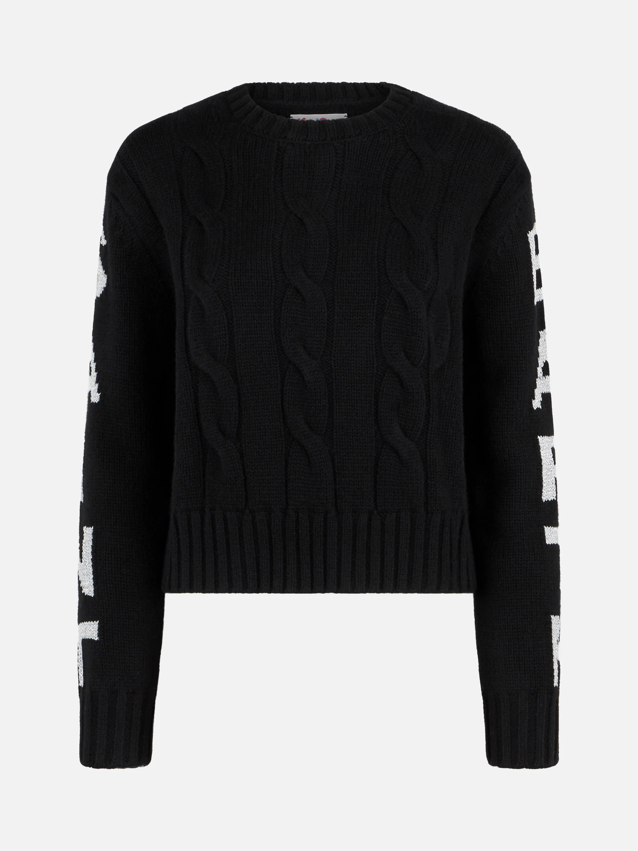 Woman crewneck braided sweater with Saint Barth lurex print - Image 5