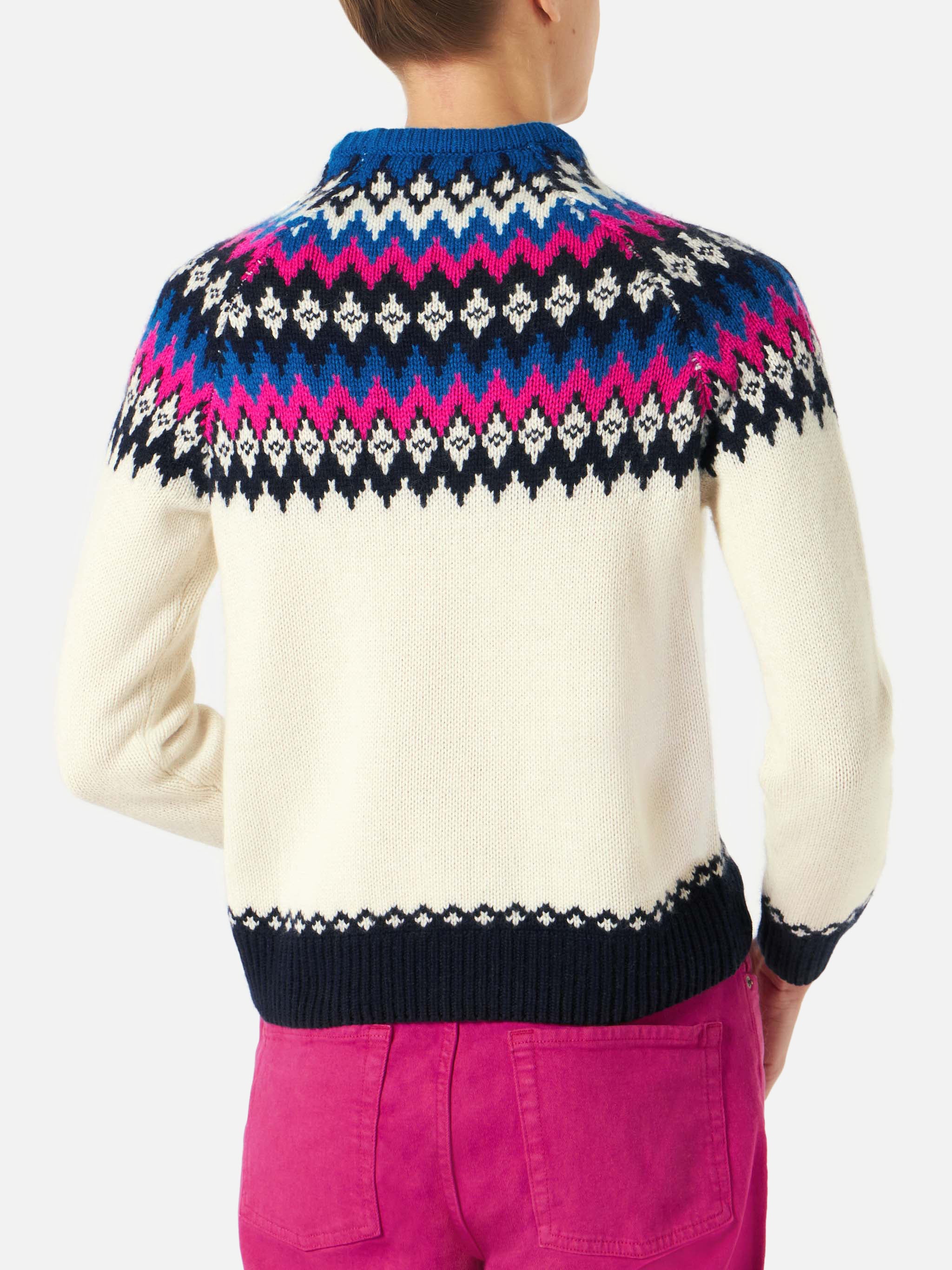 Woman crewneck nordic jacquard sweater - Image 4