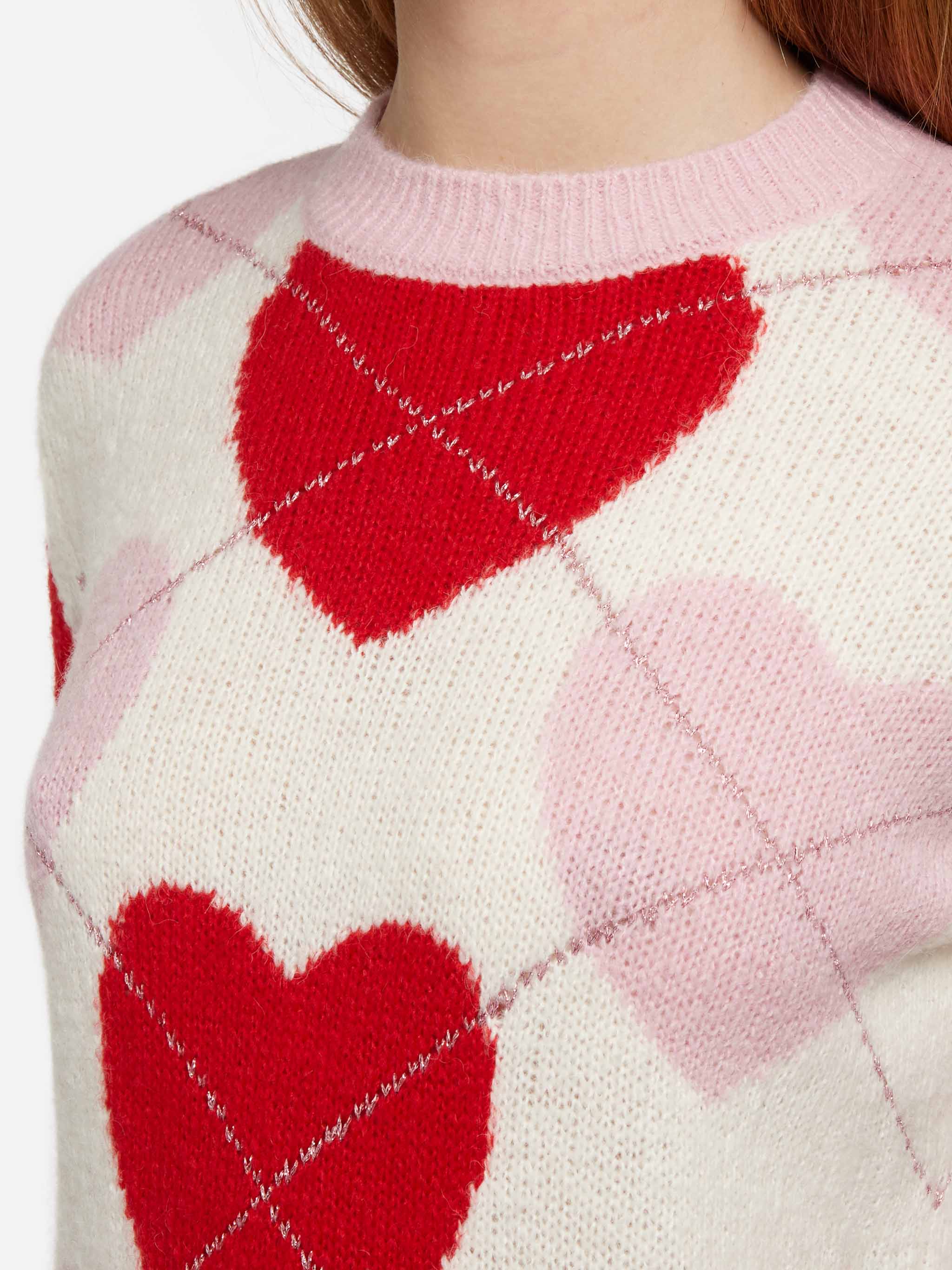 Woman crewneck soft sweater Queen Nordic Soft with heart jacquard - Image 2