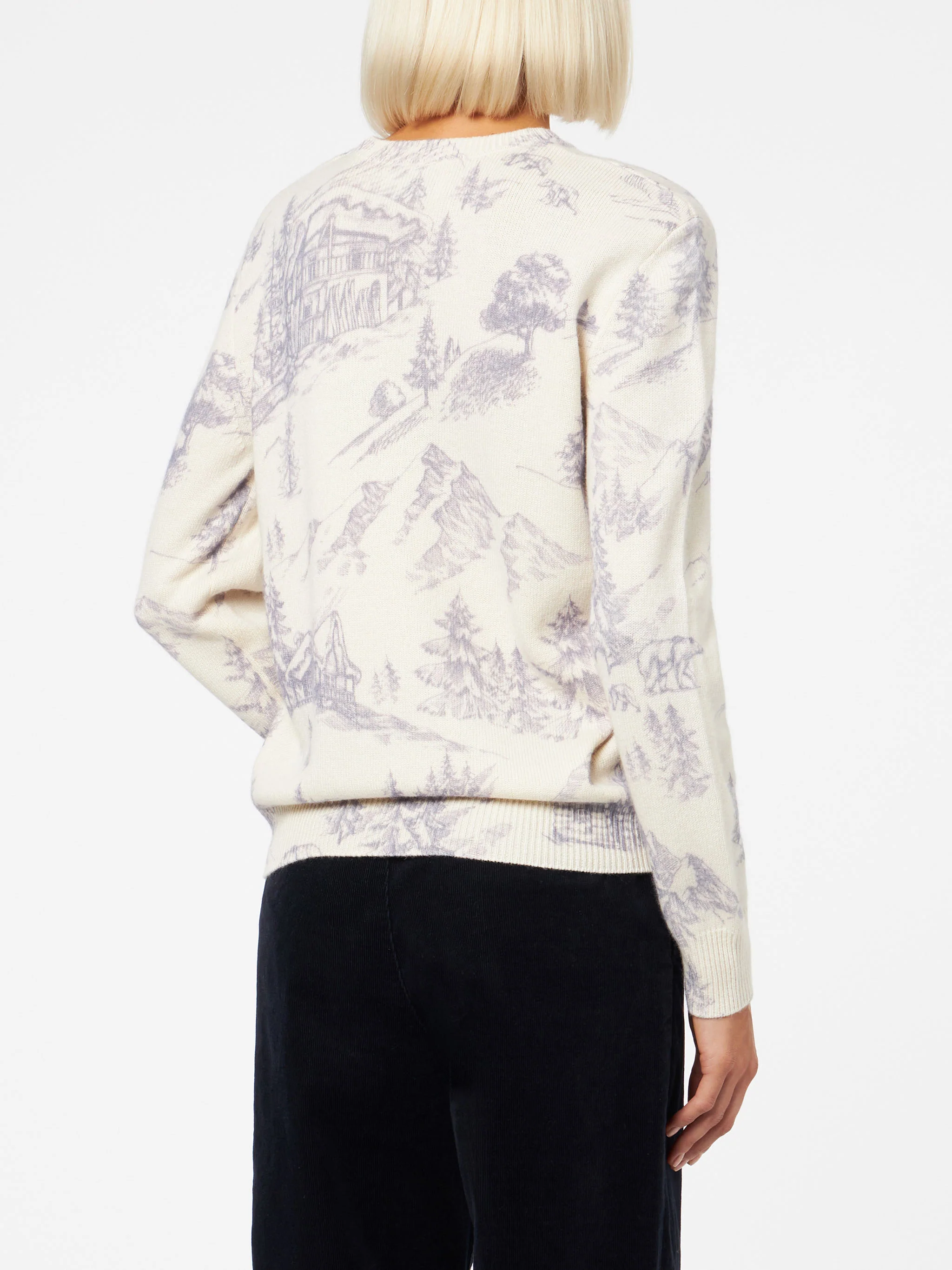 Woman crewneck sweater with La montagne print - Image 3