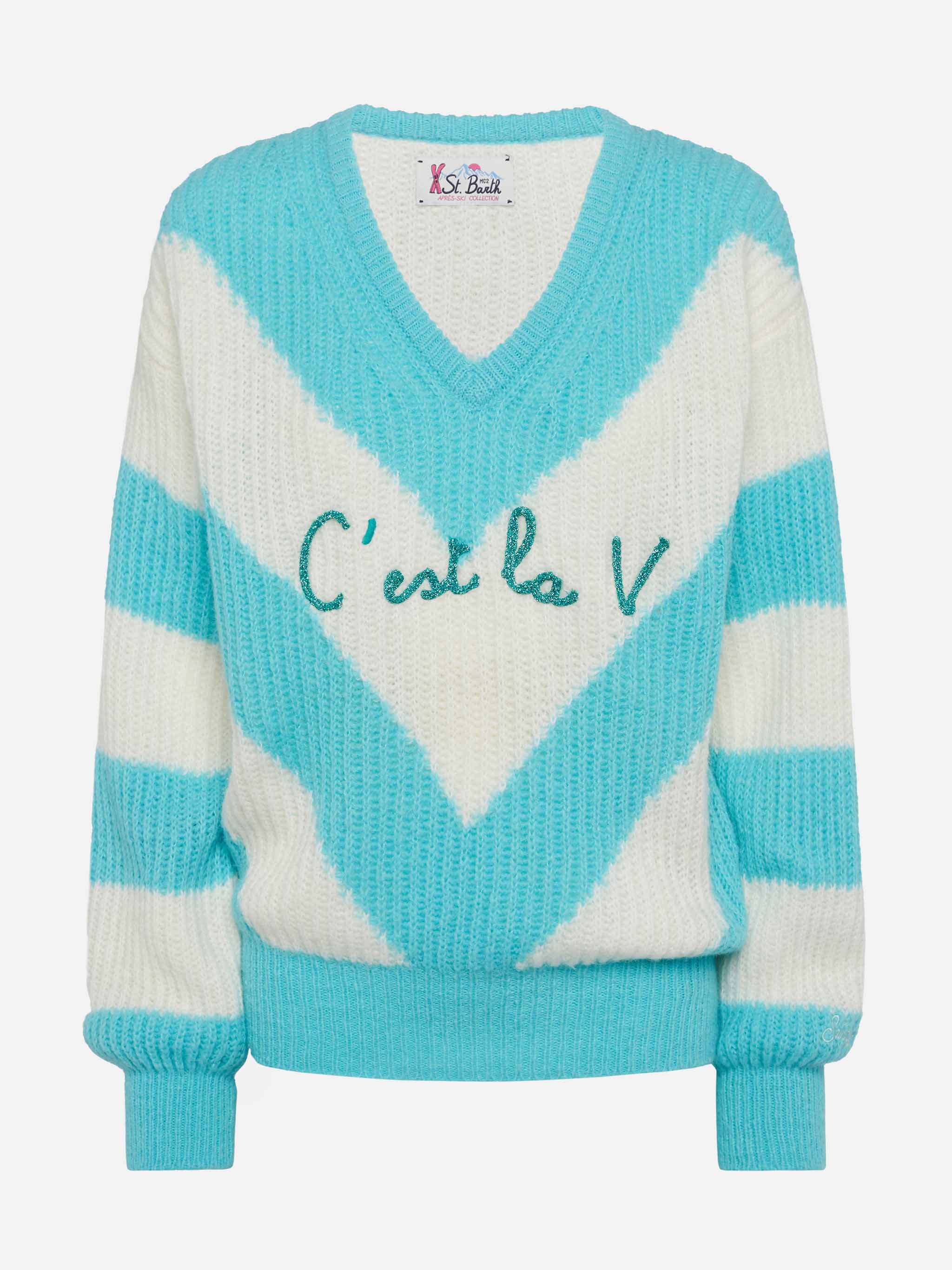 Woman cropped sweater with argyle pattern - Image 4