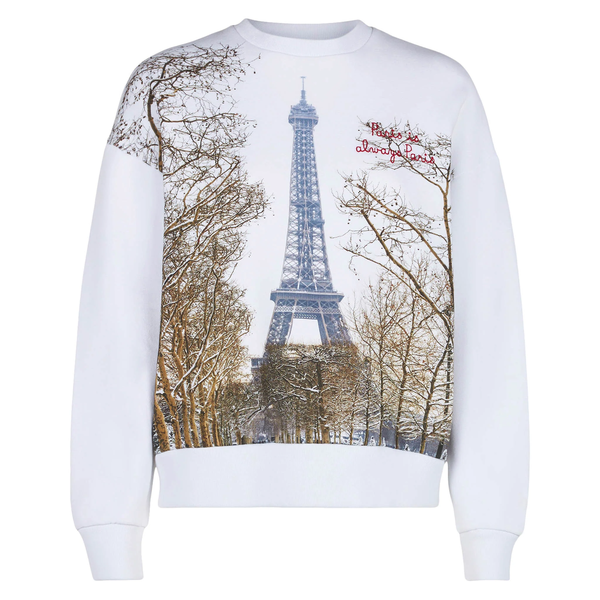 Woman fleece sweatshirt with Paris postcard print - Image 4