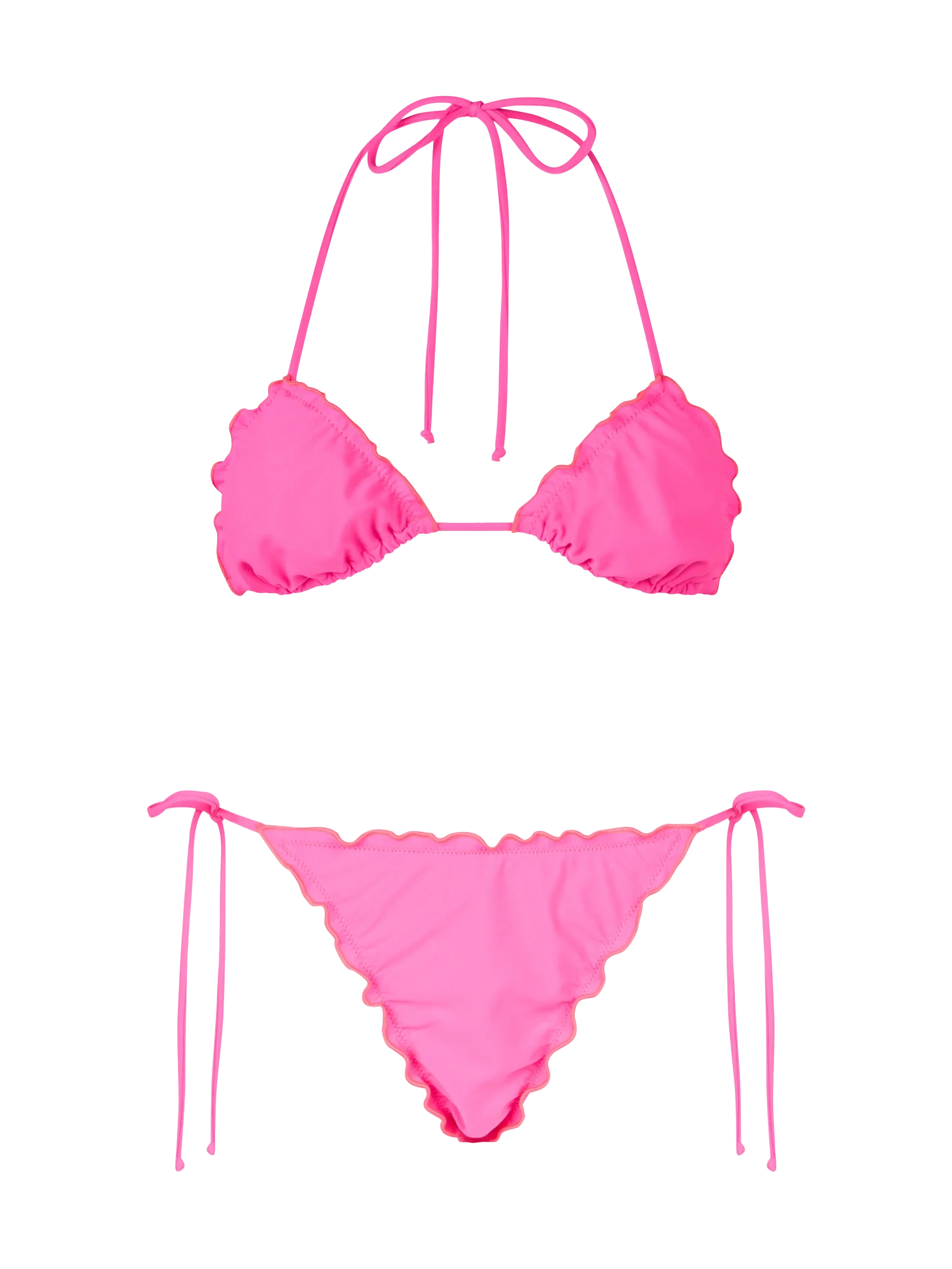 Woman fluo pink classic triangle bikini Sagittarius Miami