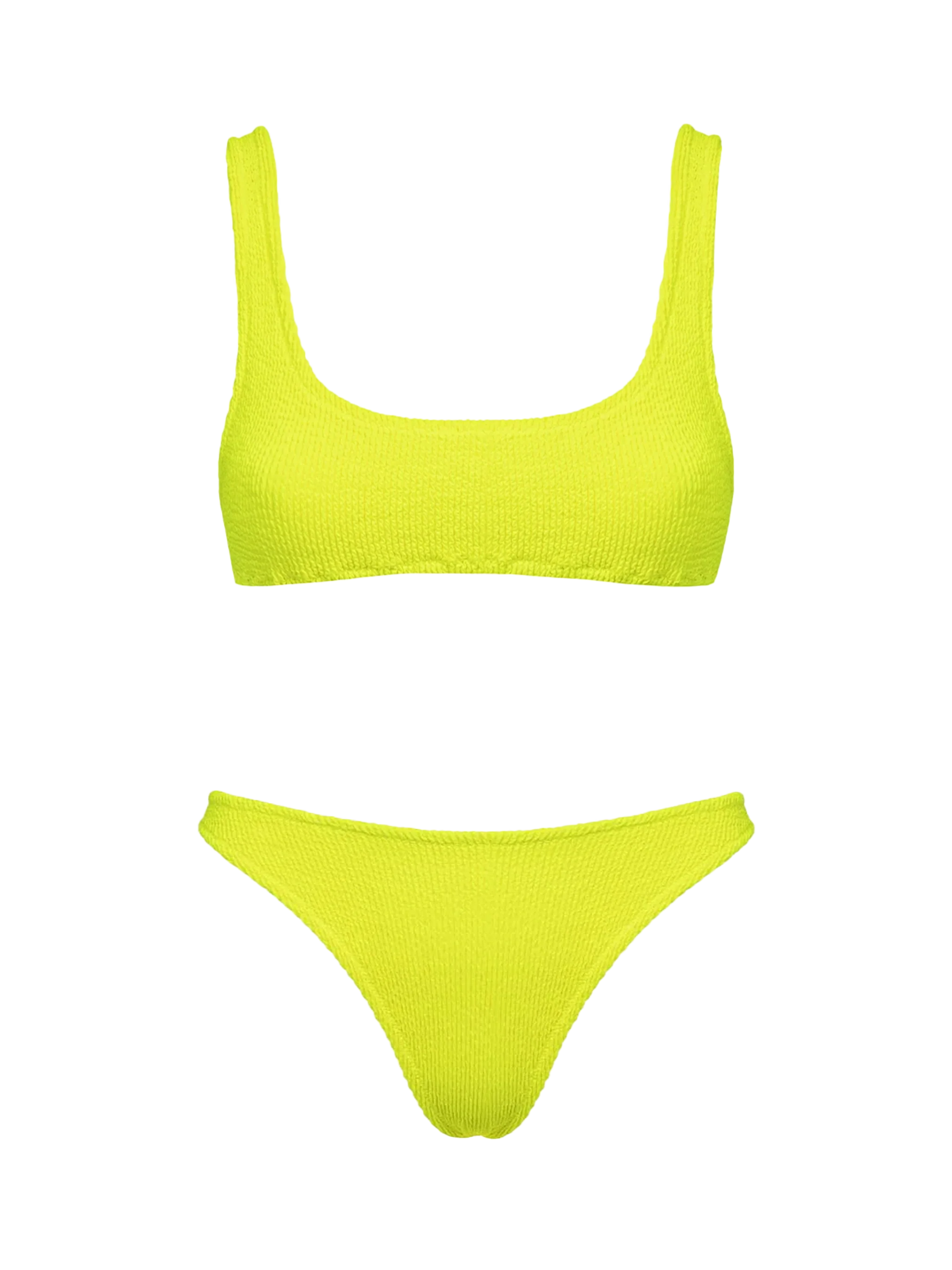 Woman fluo yellow classic crinkle bikini Naima Naomi
