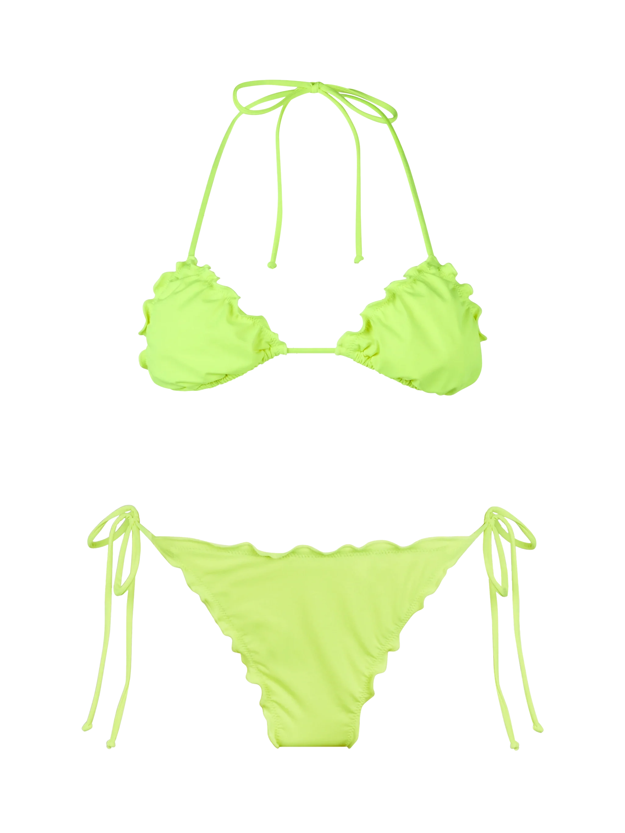 Woman fluo yellow classic triangle bikini Sagittarius Miami
