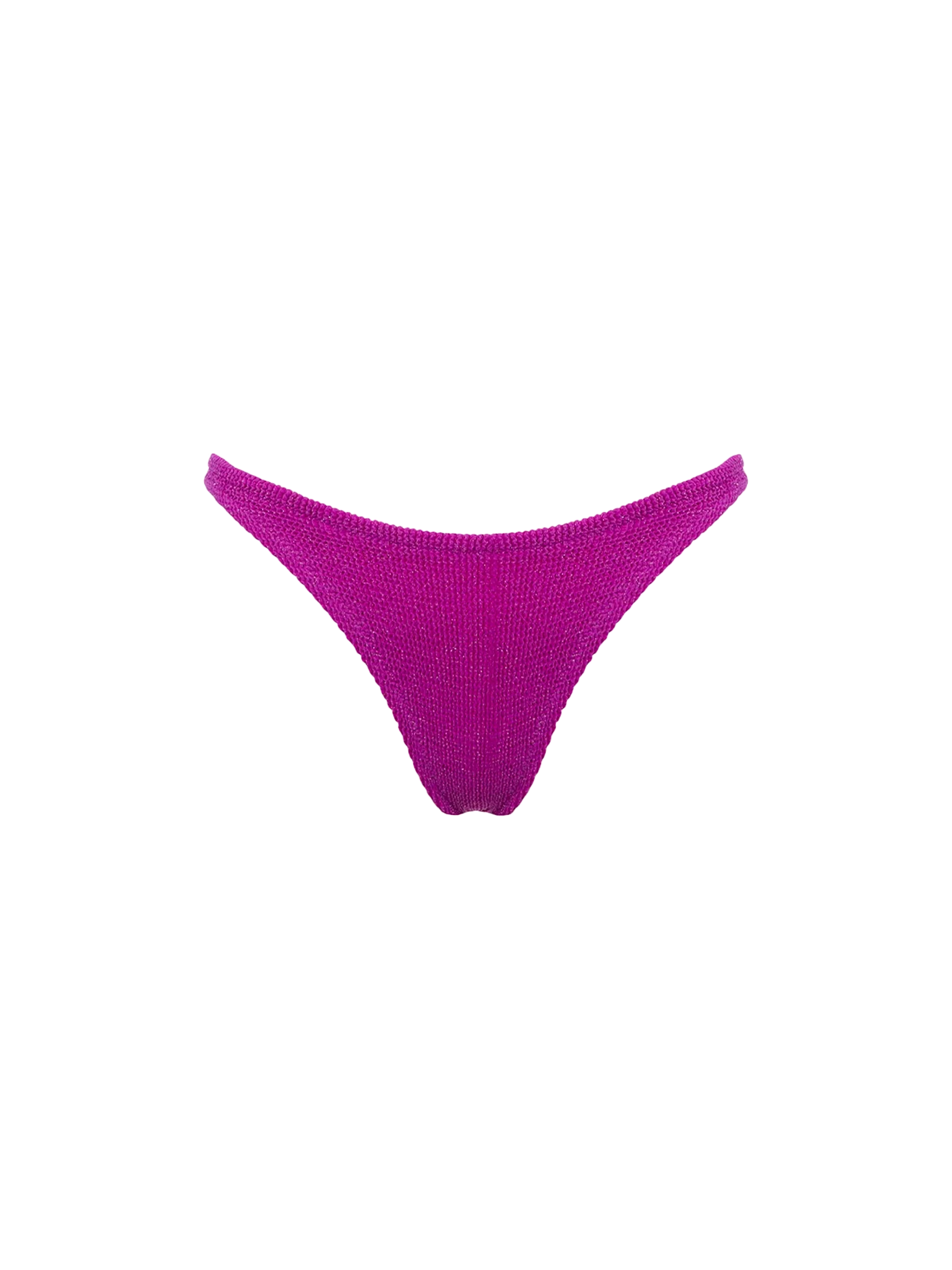 Woman fuchsia lurex crinkle cheeky swim briefs Naomi