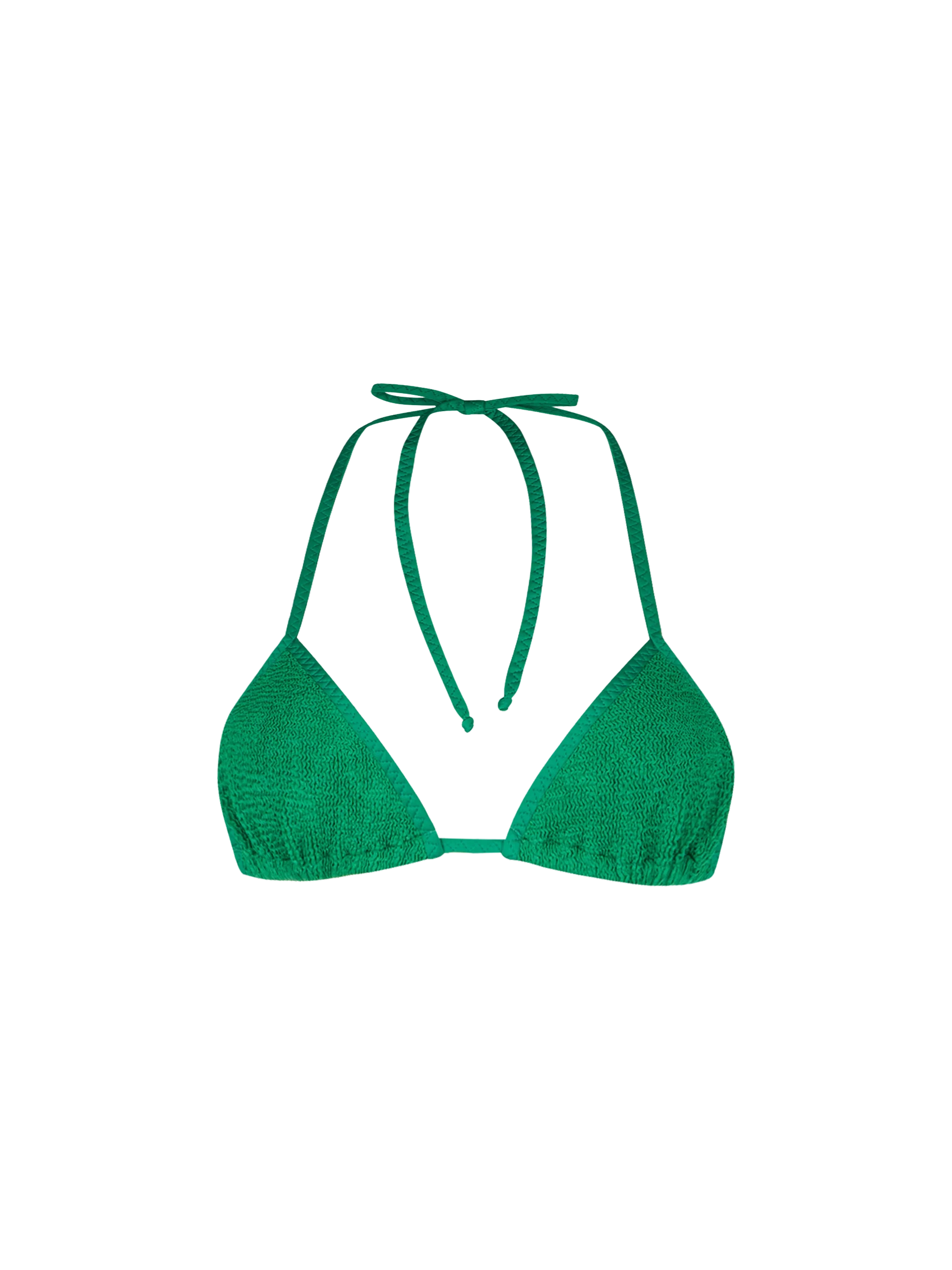 Woman green crinkle triangle top swimsuit