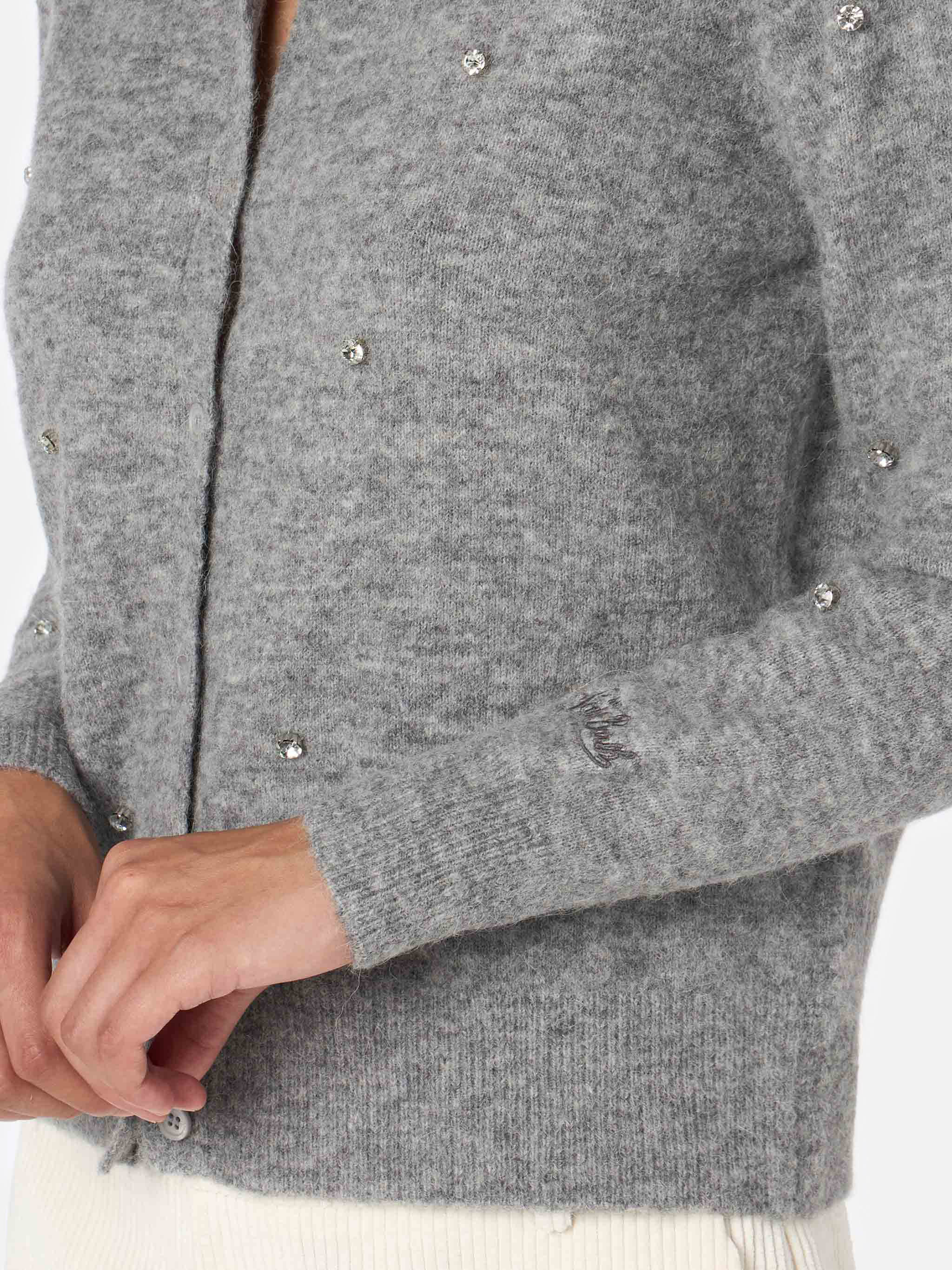 Woman grey cardigan Bellamy with silver rhinestones - Image 2